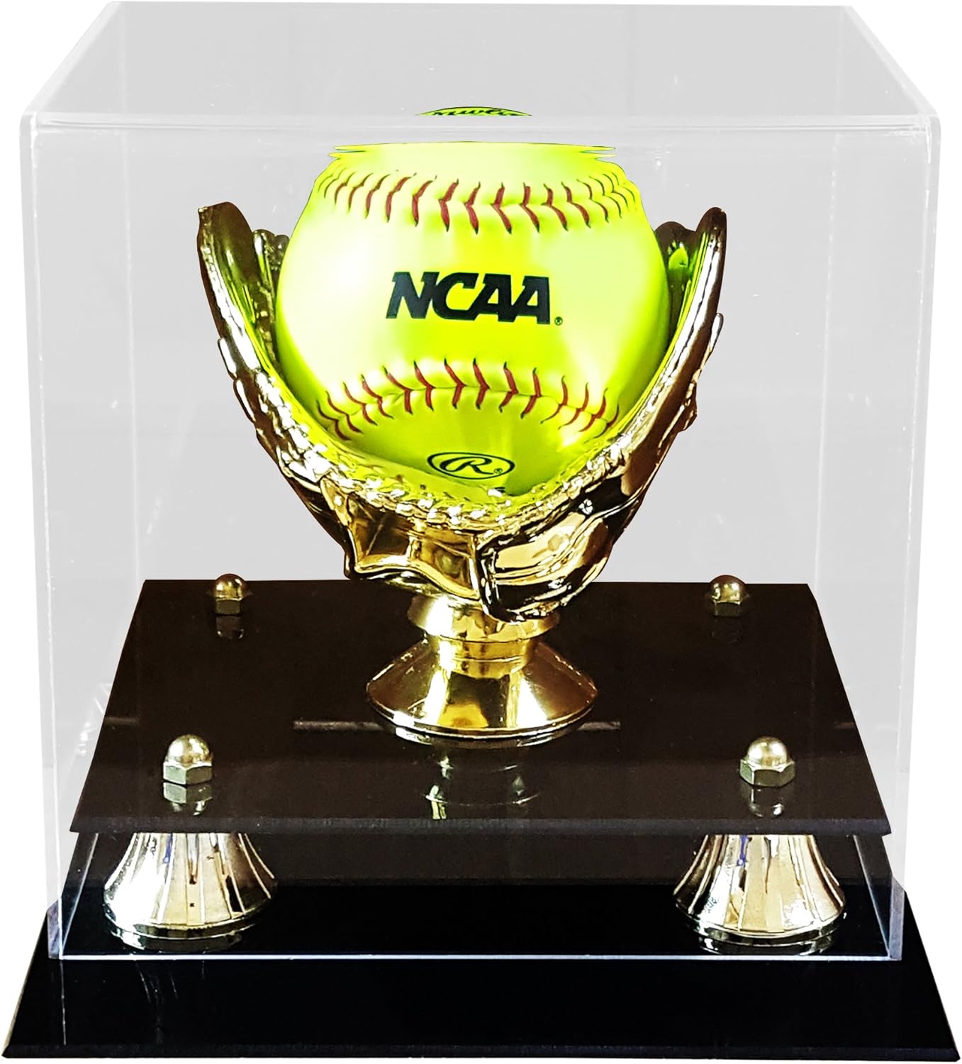 Softball Display Case With Gold Glove Risers Made In USA Sports & Outdoors