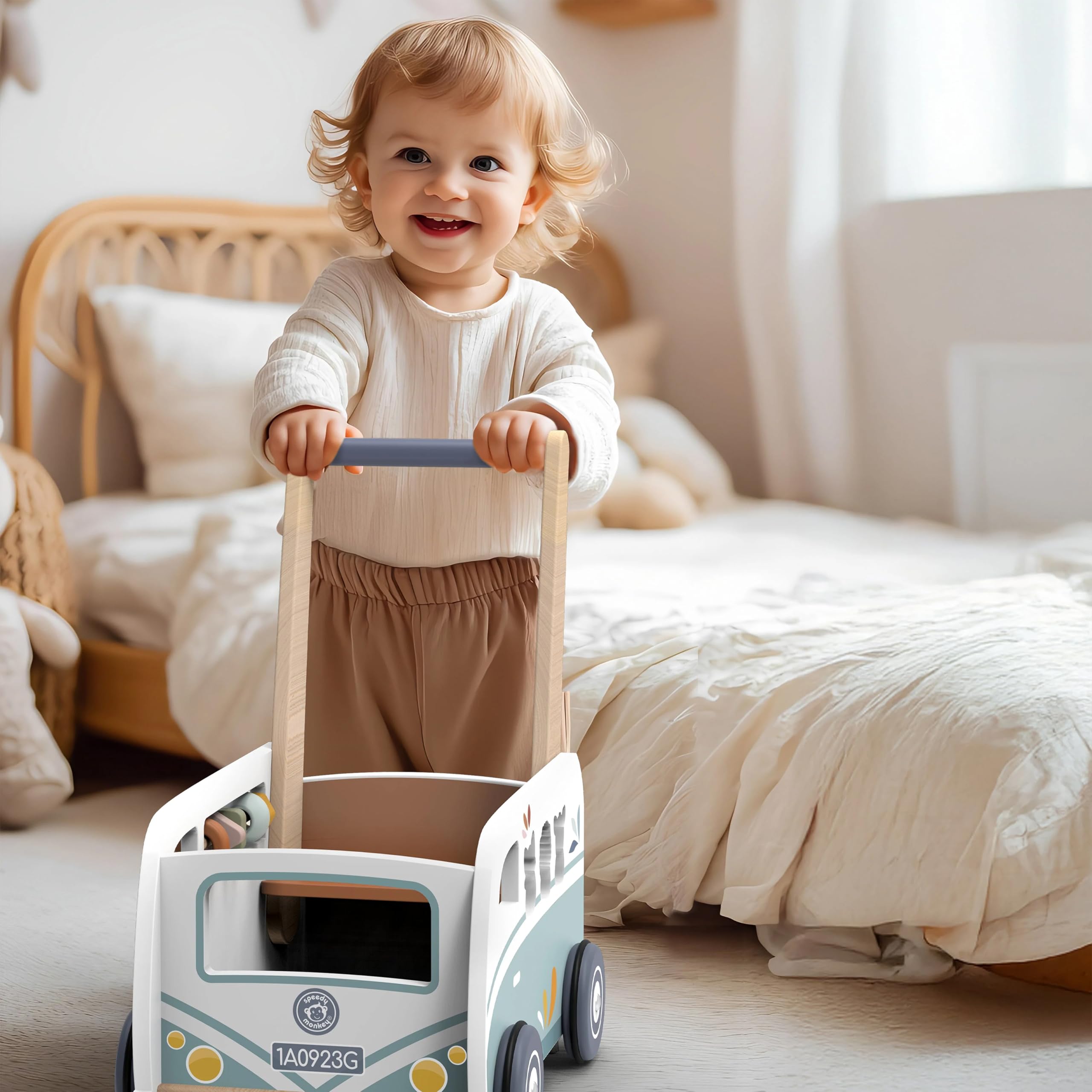 Speedy Monkey 691045 Laufwagen Transporter, mit integrierten Lernfunktionen, stabile Konstruktion, für Kinder ab 12 Monate, Lauflernwagen, Laufen Lernen
