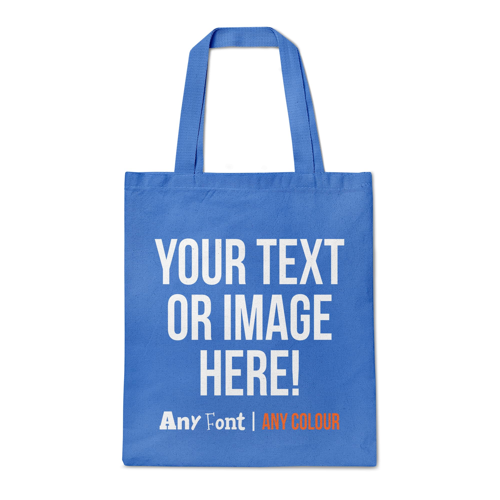 Purple Print House Personalised Tote Bag Any Text Any Image Custom Event Gift Reusable Shopping Bag, One Size, Cornflower
