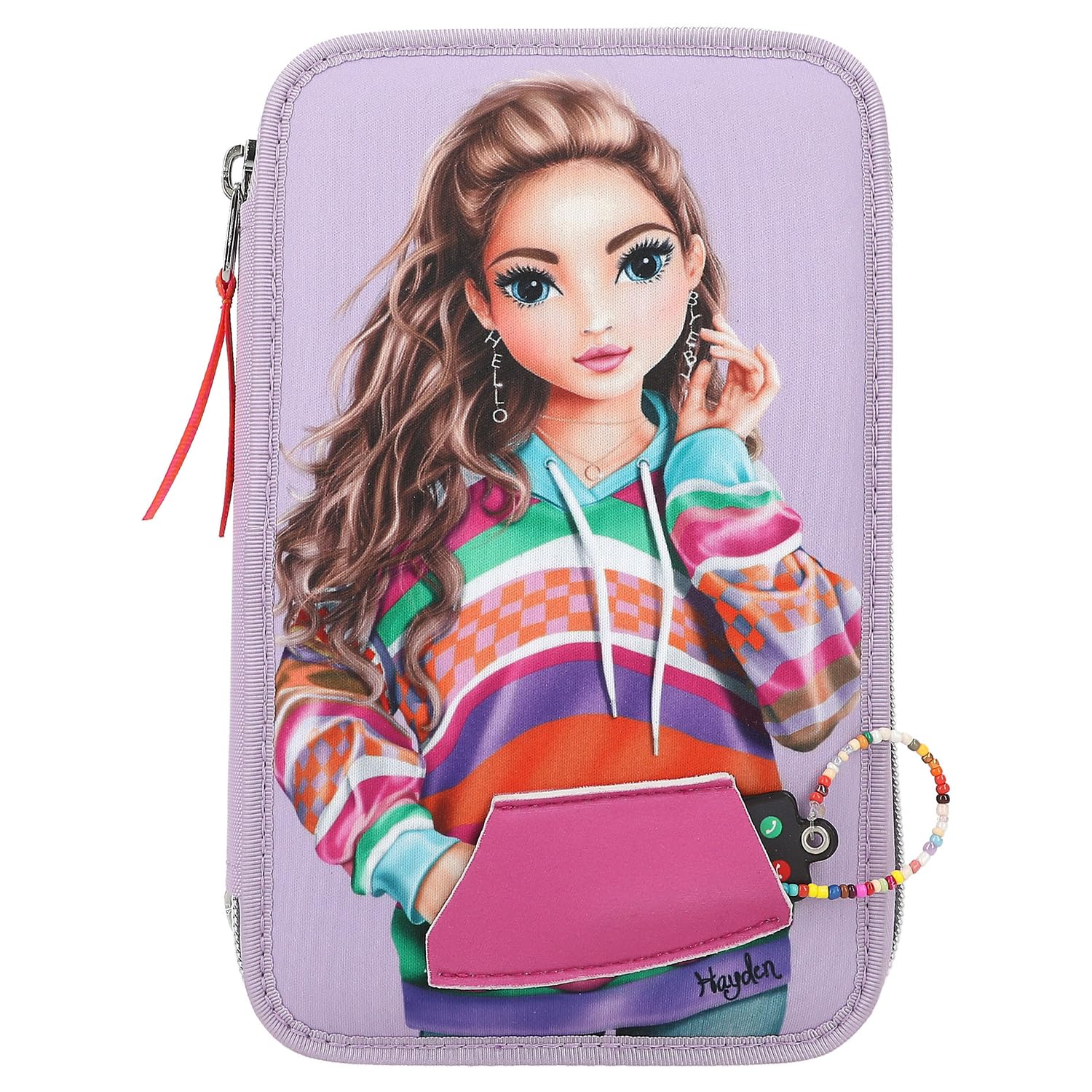Depesche 12787 TOPModel Wild – Pencil Case With 3 Compartments, Pink, With Heart Nose And Stain Pattern, Case With Coloured Pencils, Ruler, Scissors UVM - View #12