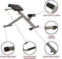 Vista 3 de Sunny Health & Fitness Silla romana plegable de hiperextensión con extensión trasera, banco de asiento de gimnasio en casa para entrenamientos