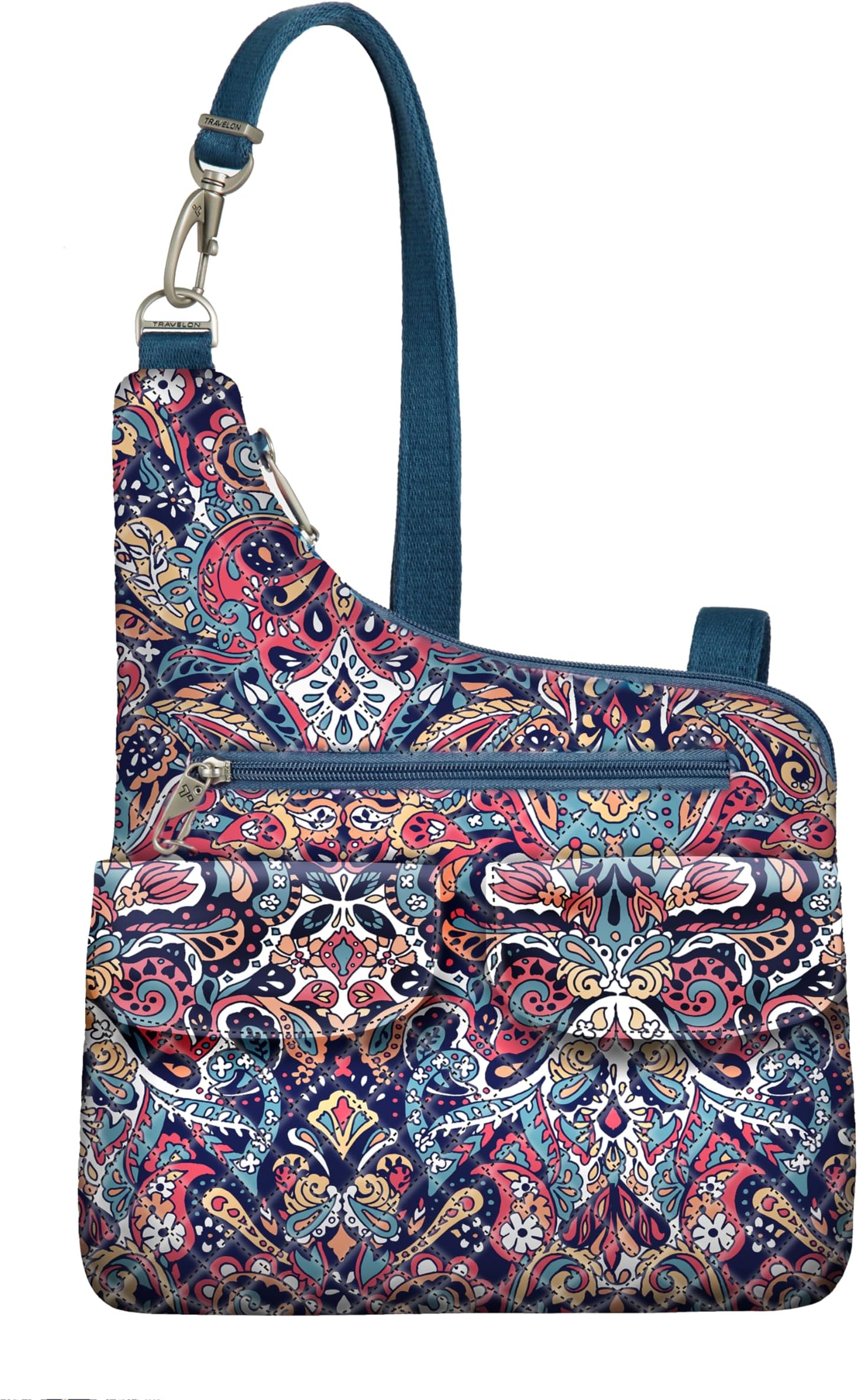 Travelon Anti-Theft Cross-Body Bag, Two Pocket, Summer Paisley, One Size, Anti-theft Cross-body Bag, Two Pocket