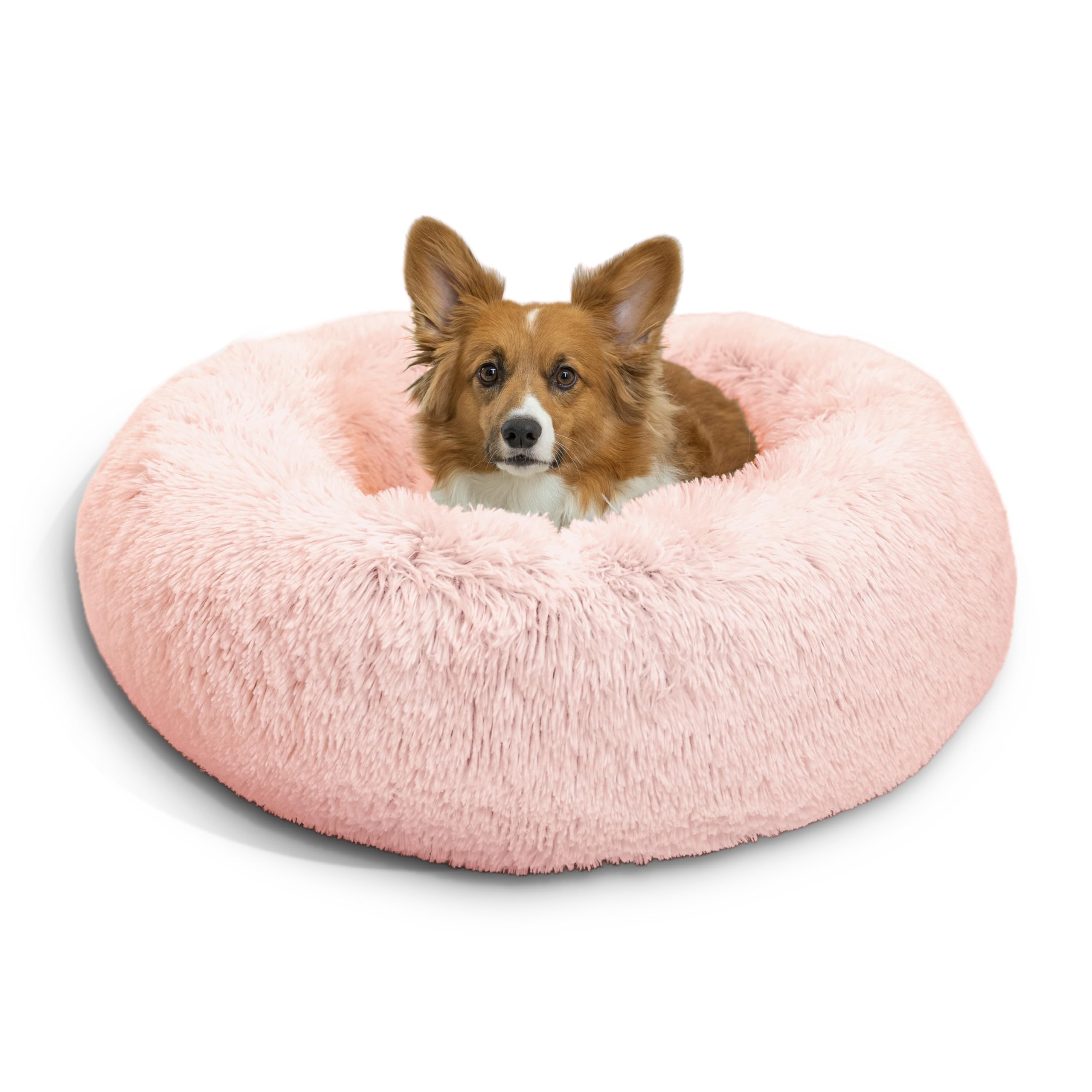 Best Friends by Sheri The Original Calming Donut Shag - Cama para Perros y Gatos - Pelo sintético - Rosa bebé - Mediana: 76 x 76 cm
