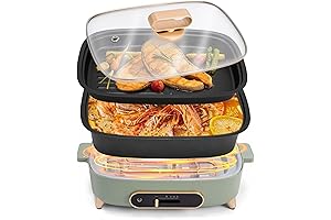 SUSTEAS 2-in-1 Electric Hot Pot with Removable Grill Pan