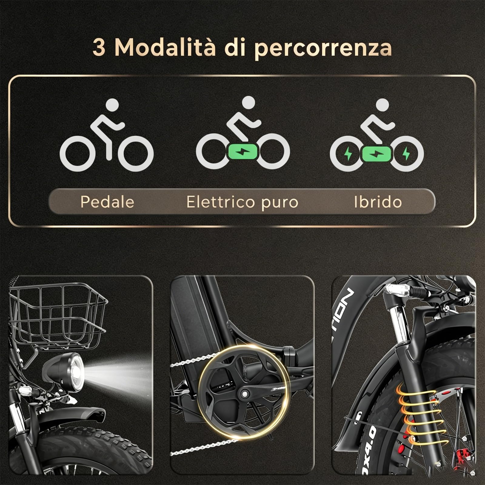 E-Bike Klapprad leicht 20 Zoll FatReifen Elektrofahrrad herausnehmbarer 48V 20AH Akku 25KM/H 130 km Reichweite 250W Motor 7-Gang Schaltung geeignet für Stadt Landstraße IP65 CT20 PRO
