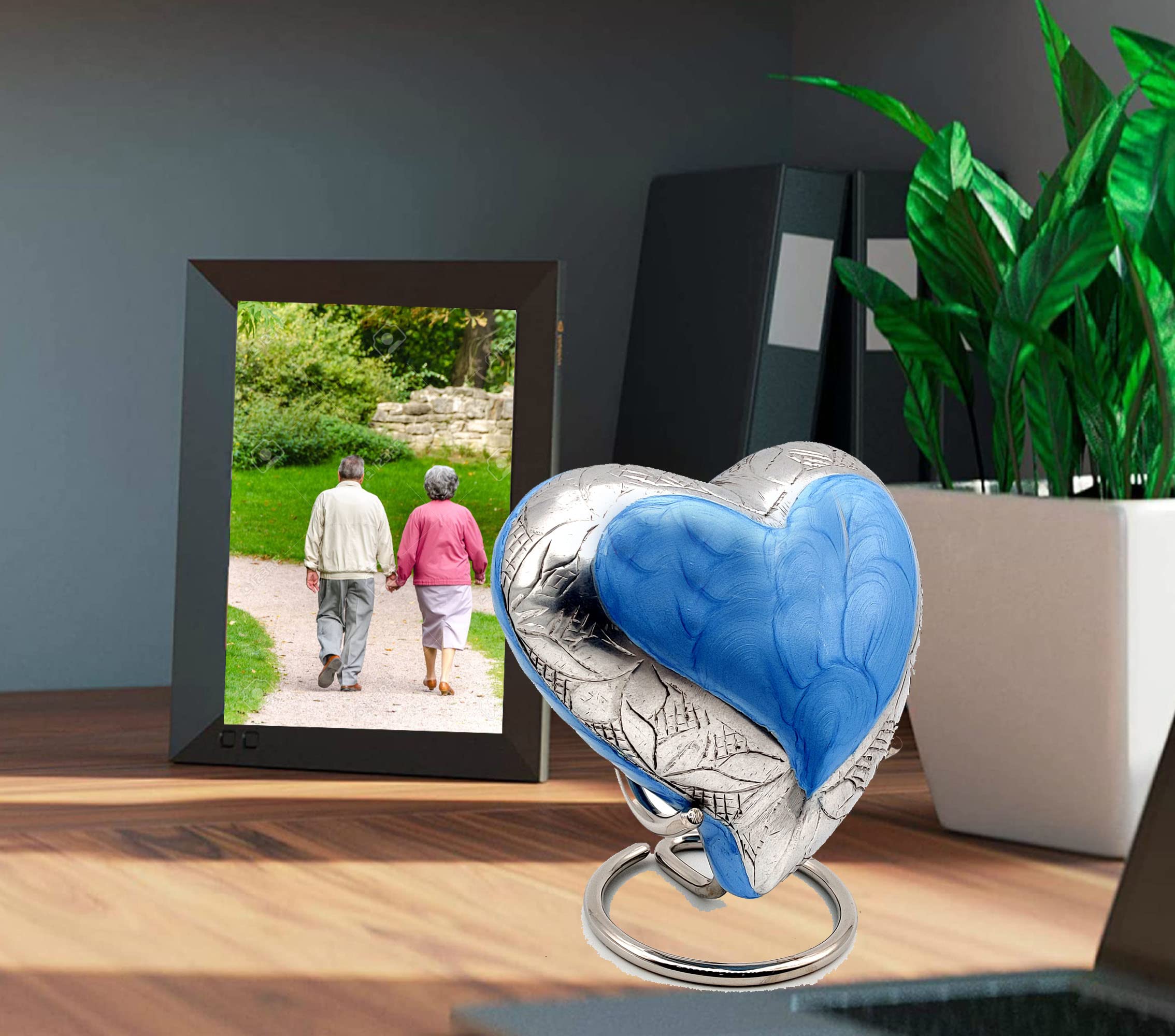 Urna de recuerdo de corazón azul cielo – Mini urna de cenizas pequeña urna de cremación hecha a mano para cenizas – homenaje a tu ser querido – perfecta para adultos y bebés con caja de terciopelo