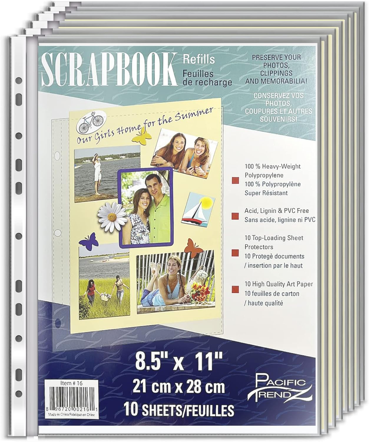 10 Pack of Photo Album Pages, 8.5” x 11” Standard Full Page Refill Sheets Protectors