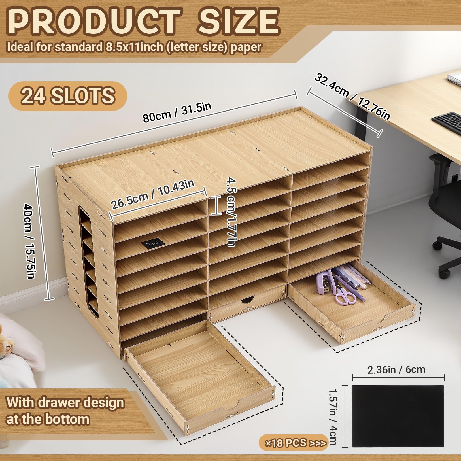 Colingmill Buzones de madera para el aula para profesores, estudiantes, para aula, literatura, organizador de papel, compartimentos con cajones, configuración fácil y resistente para el hogar, oficina