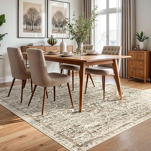 Miniatura 3 de KUTA Alfombra oriental de 5 x 7 pies, color durazno, lavable para sala de estar, ultra suave, antideslizante, alfombra de dormitorio, alfombra de