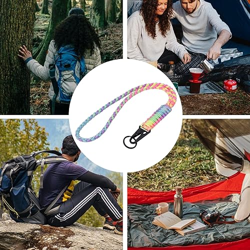 Miniatura 6 de Llavero de Paracord de Servicio Pesado, Collar de Paracord, Llavero para Teléfono Celular, Silbatos, Correa Trenzada para Muñeca