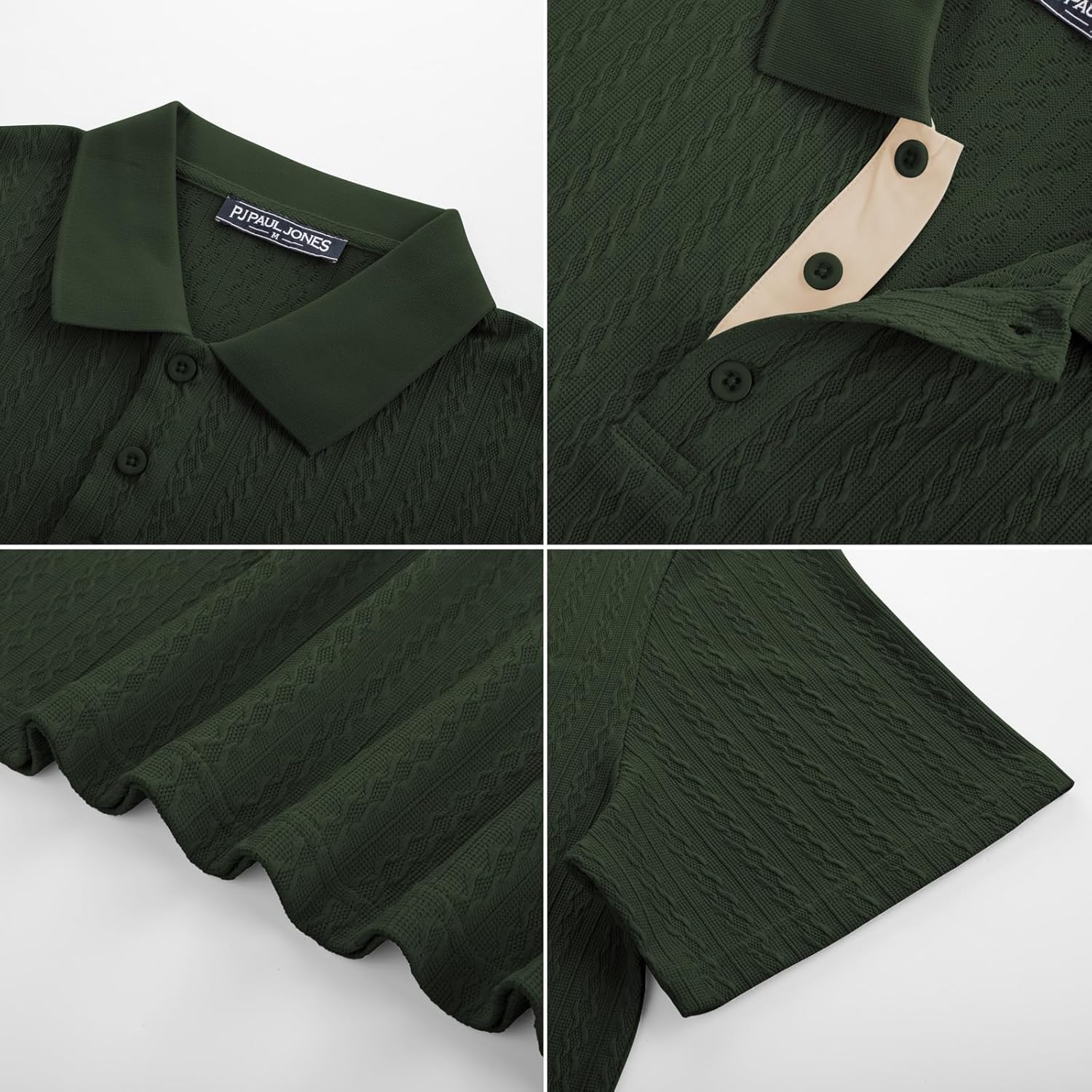 PJ PAUL JONES Men's Textured Short Sleeve Polo Shirt - Image 5