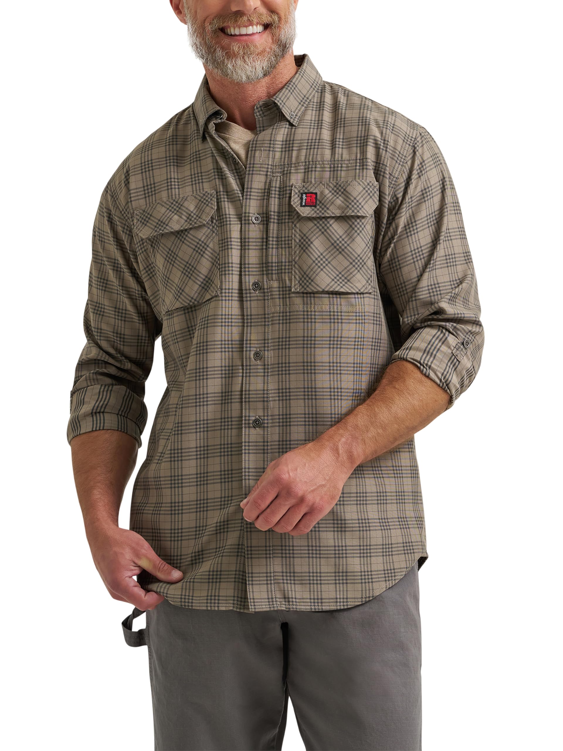 Wrangler Men's Long-Sleeve Technical Button-Down Work Shirt Camicia da Lavoro Tecnica abbottonata a Maniche Lunghe da Uomo Uomo