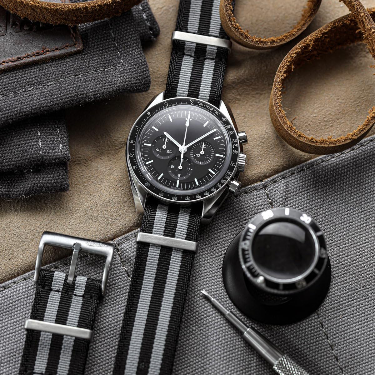 WatchGecko Signature Nylon-Uhrenarmband | Ersatzarmband aus Nylon im Militärstil in Schweizer Qualität – robust, schnell trocknend und sicher für Outdoor-Aktivitäten