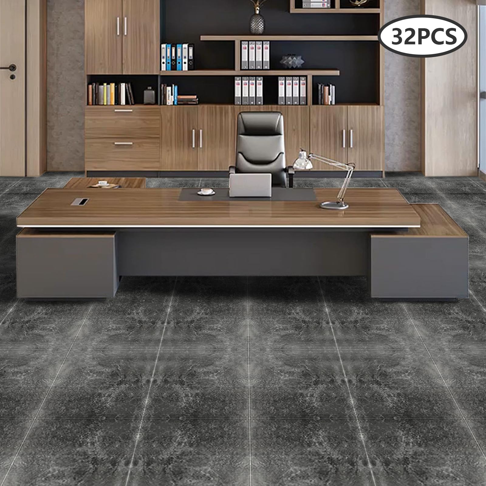 Piastrelle per pavimenti in vinile effetto marmo, impermeabili, autoadesive, per salotti e camere da letto, per affittuari, 32 pezzi, 30 x 30 cm