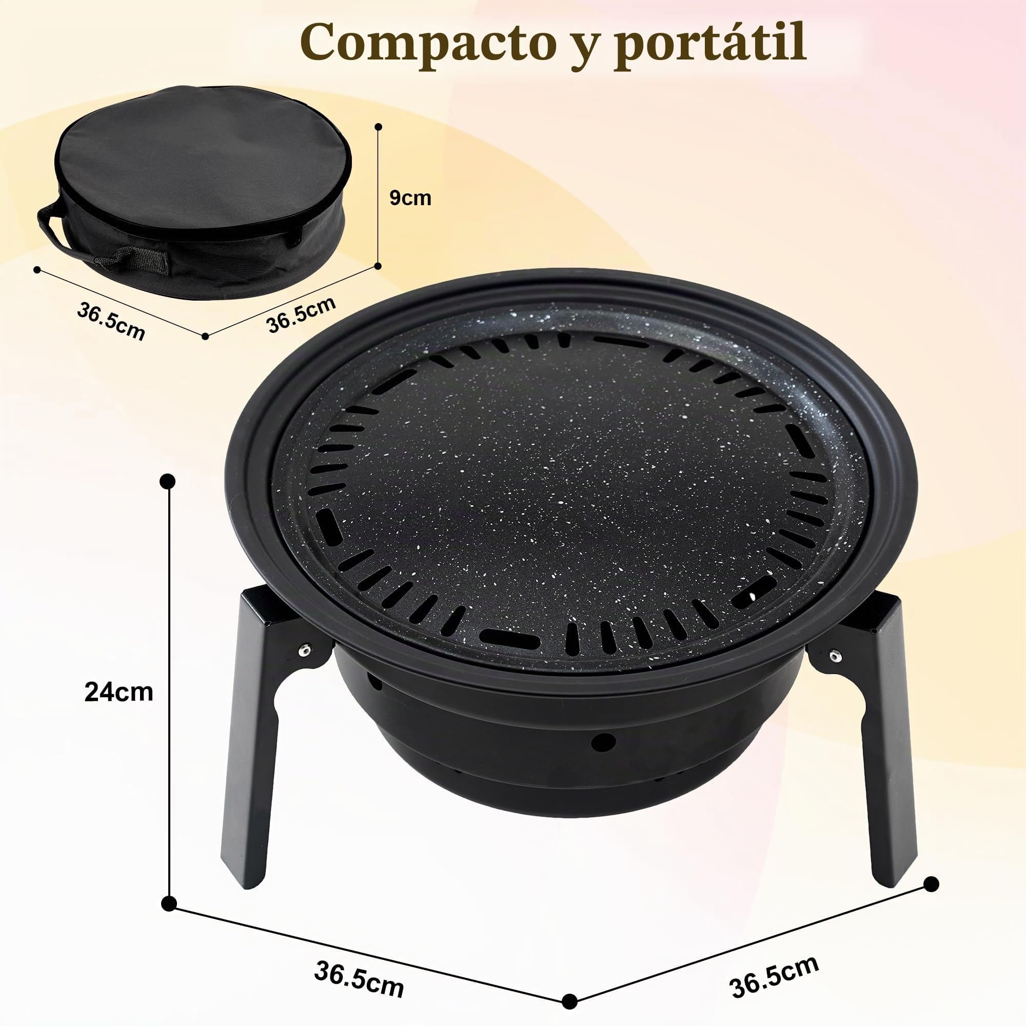 Barbacoa plegable de acero inoxidable con accesorios para barbacoa y bolsa de transporte, parrilla de carbón vegetal portátil para camping, jardín, fiesta de barbacoa, barbacoa de carbón vegetal