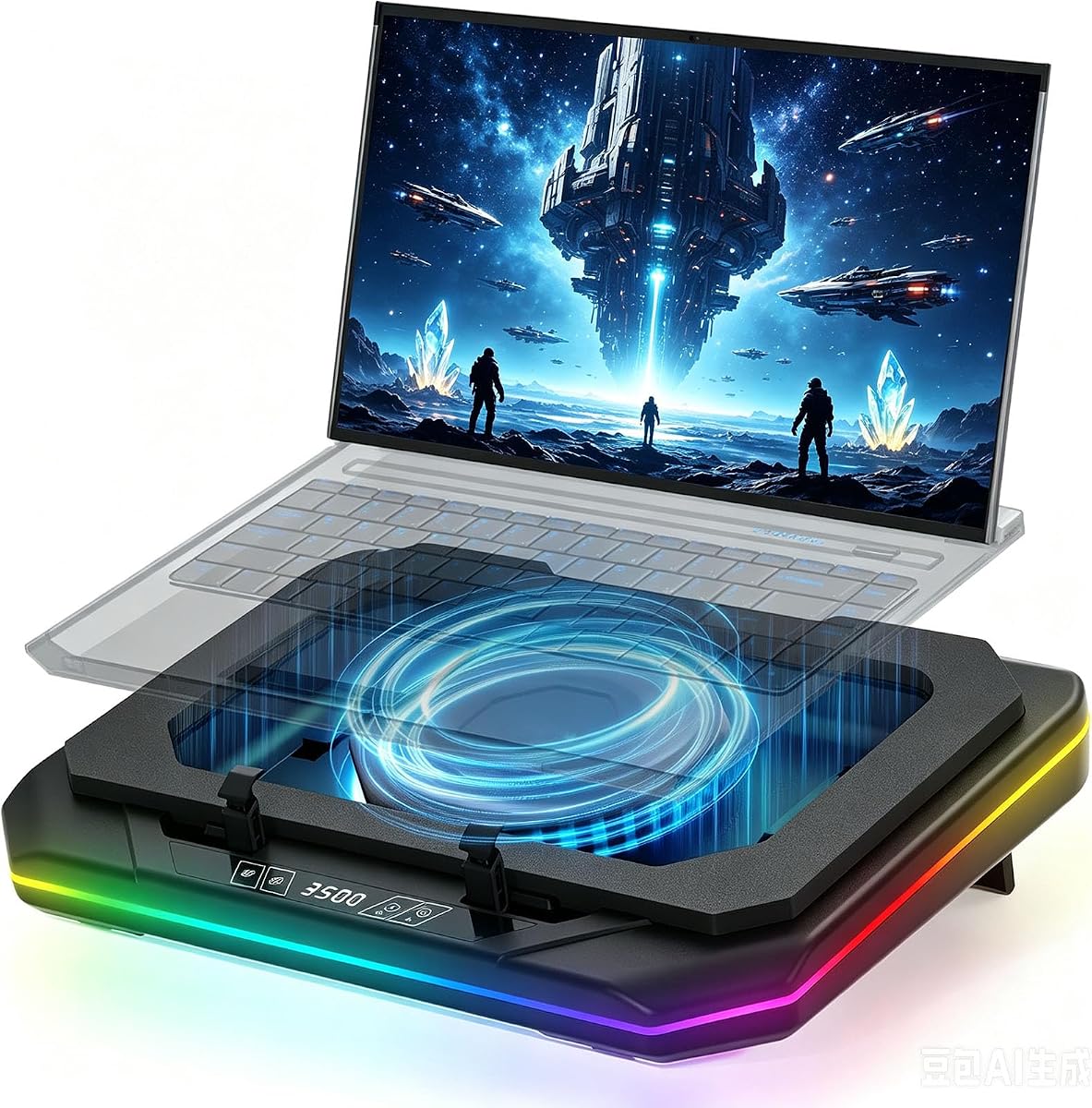 Cooling Pad for Asus ROG Strix G18 G16 G17 G15 Scar 18 16 17 15 Gaming | Laptop, It is a Well Deserved Heat Dissipation Monster，Cooler with Powerful Turbo Fan Can Fast Cooling,6 RGB Light Mode