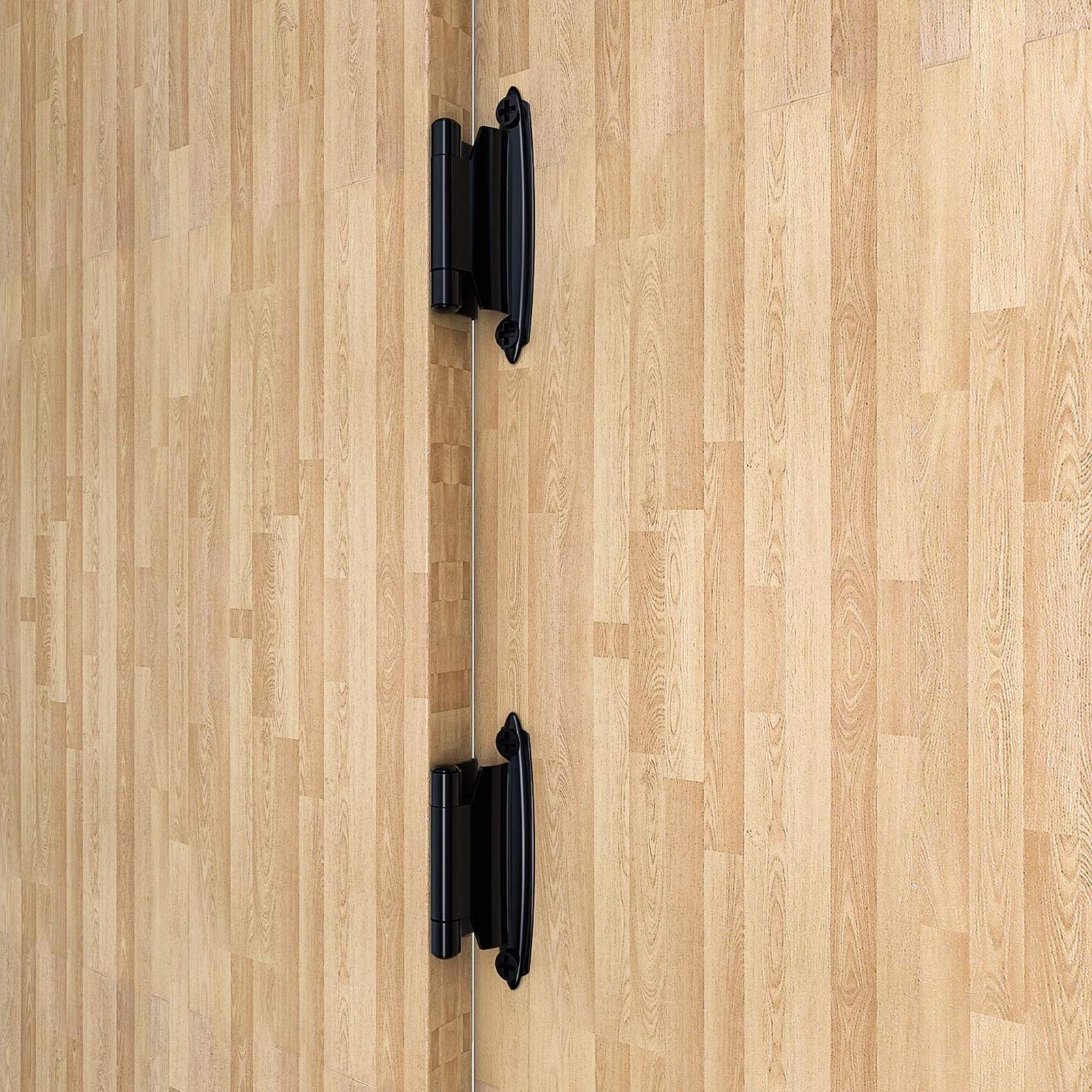 20er-Pack Küchenschrankscharniere, Selbstschließende Frontmontage-Auflage, 3/8 Zoll 1,4 Mm Dick, Integriertes Federscharnier Mit Schrauben, Türscharnier(BLACK)