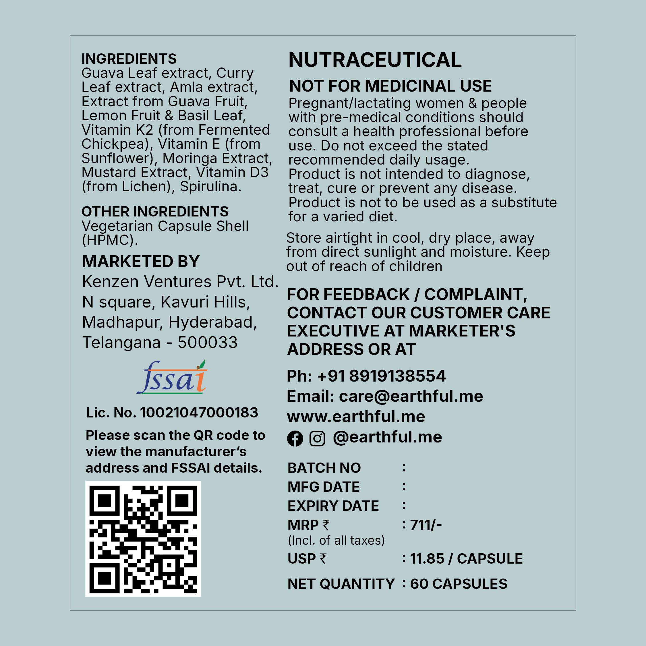 Earthful Multivitamin for Men | Nothing But Nature | With Biotin, Iron, Zinc, Vitamin A, C, D3, K2 for Immunity, Hair, Skin & Bones - 60 Capsules — Amazon image 5