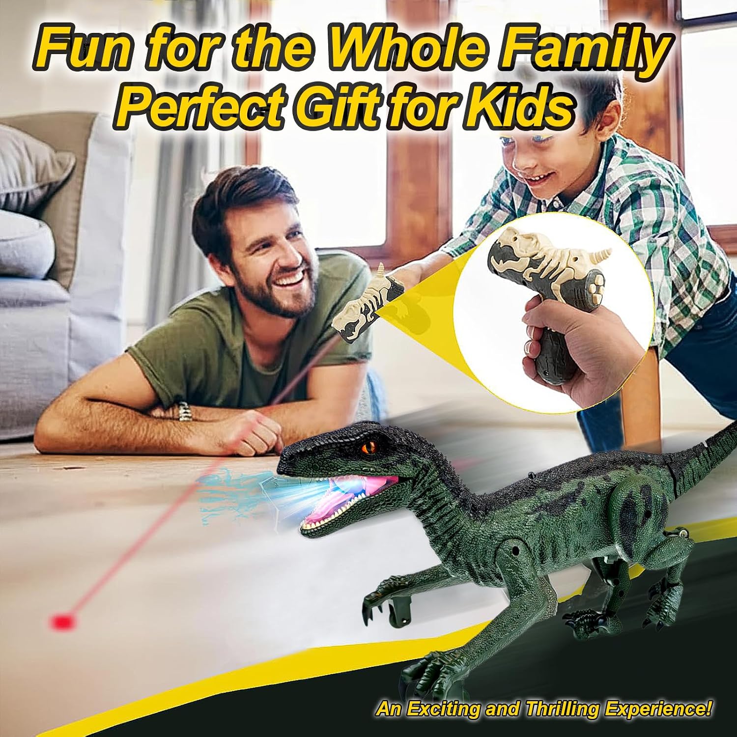 Indominus Rex Dinosaur Toys for Kids, Realistic Walking & Roaring Sounds, Rechargeable Battery, Auto-Demo, Remote Control 2.4GHz Birthday Boys Aged 6+ Years Old
