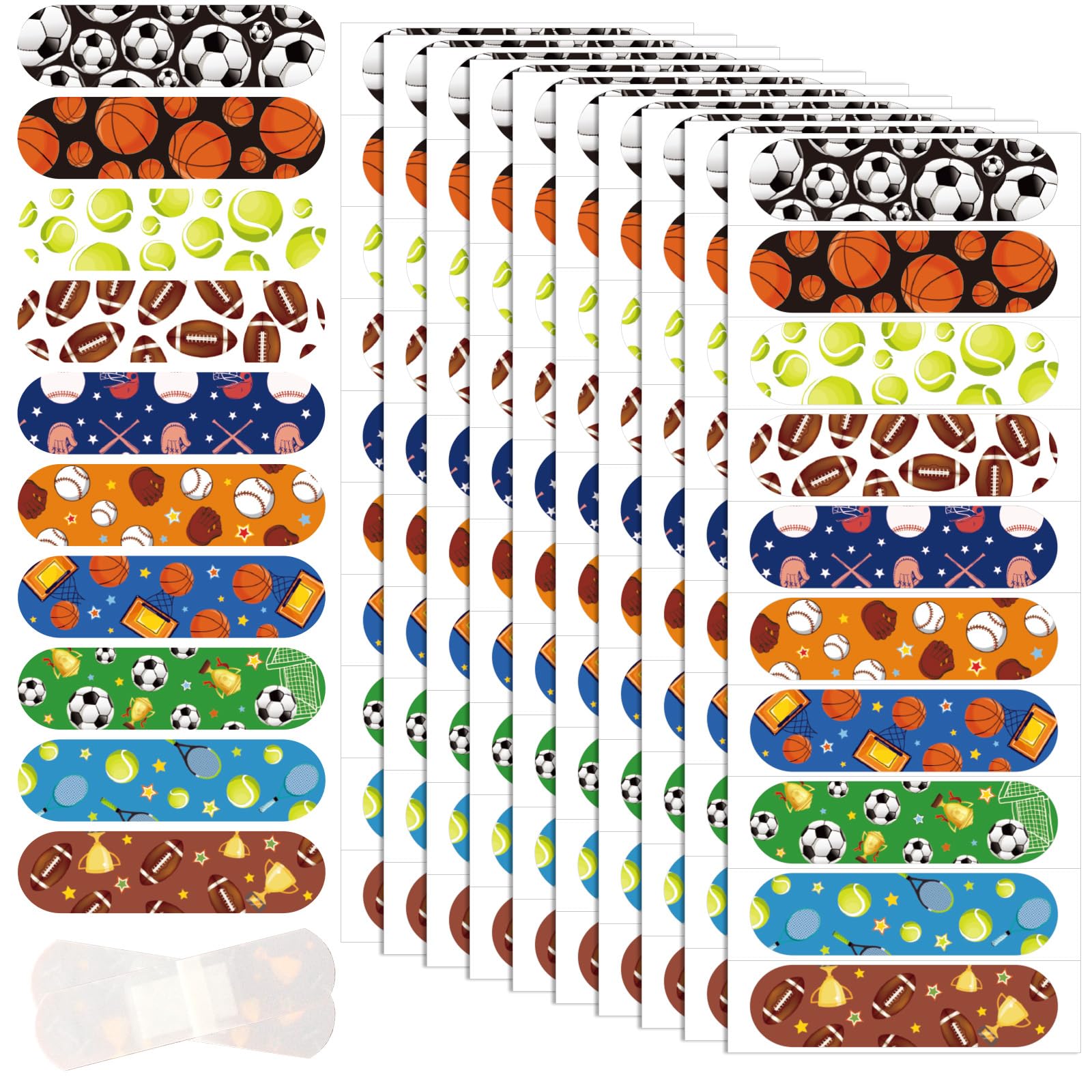 300Pcs Sport Kid Cartoon Bandage Cute Ball Flexible Wound Plaster 10 Styles Adhesive Waterproof Breathable Fingertip Band Aid for Wound Protection