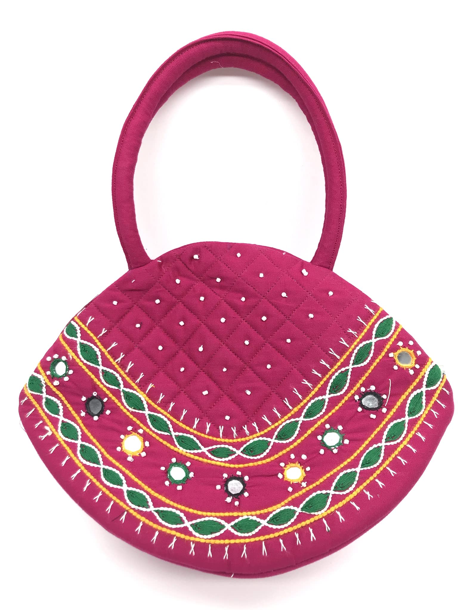 SriAoG Handmade Cotton MINI Hand Purse for Women Stylish Pouch Female Top Handle Hand held Bags Ladies Rakhi Gift for Sisters (9.5x 6.5 Inch Mirrors Embroidery Work) Pink (B09ZBKNGZ4) Amazon Price History, Amazon Price Tracker