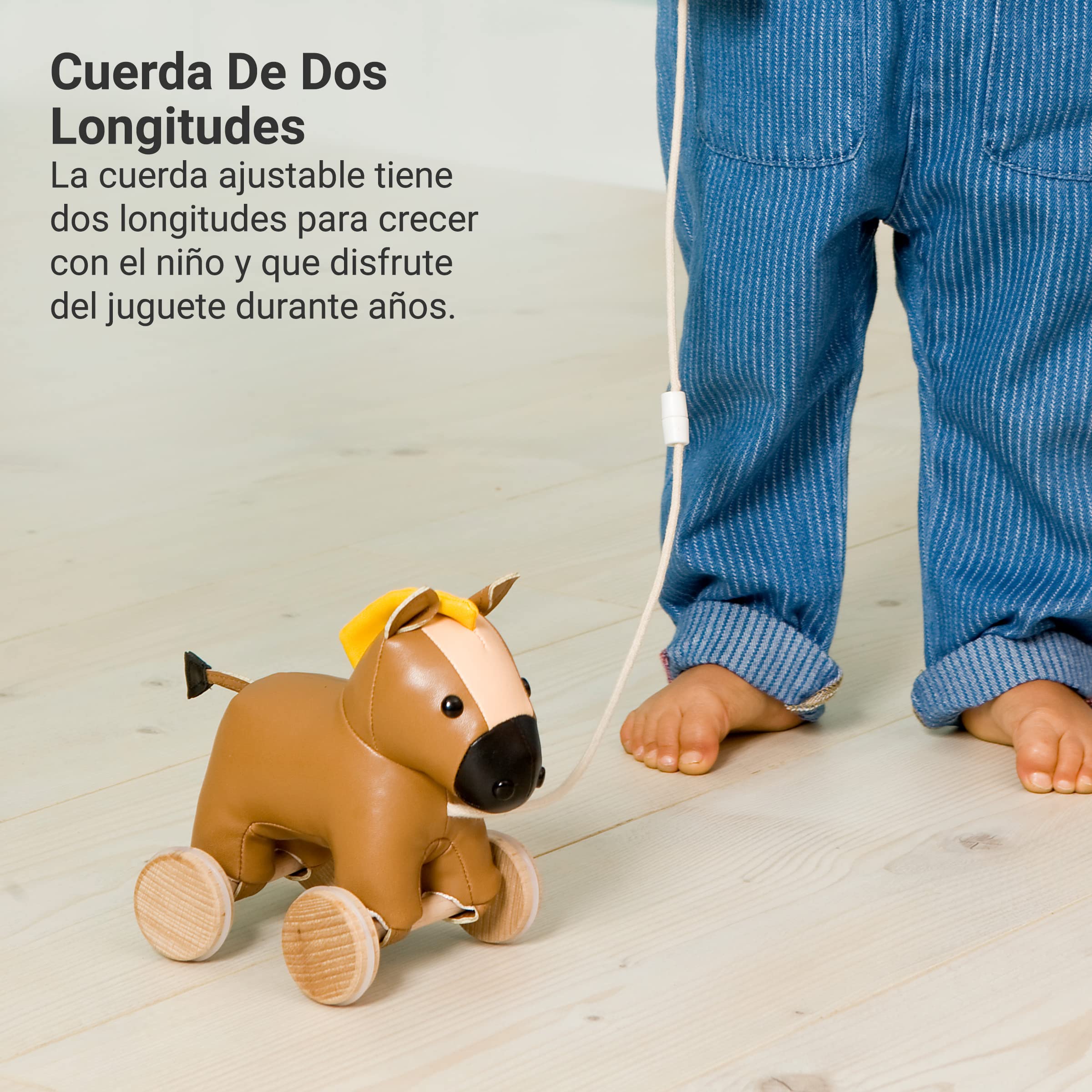 Animales para pasear con Correa de Little Big Friends | Juguete móvil con Correa para bebé | Juguete Tradicional | Fácil de Limpiar | Tejido Seguro para bebés | El Caballo Carlos