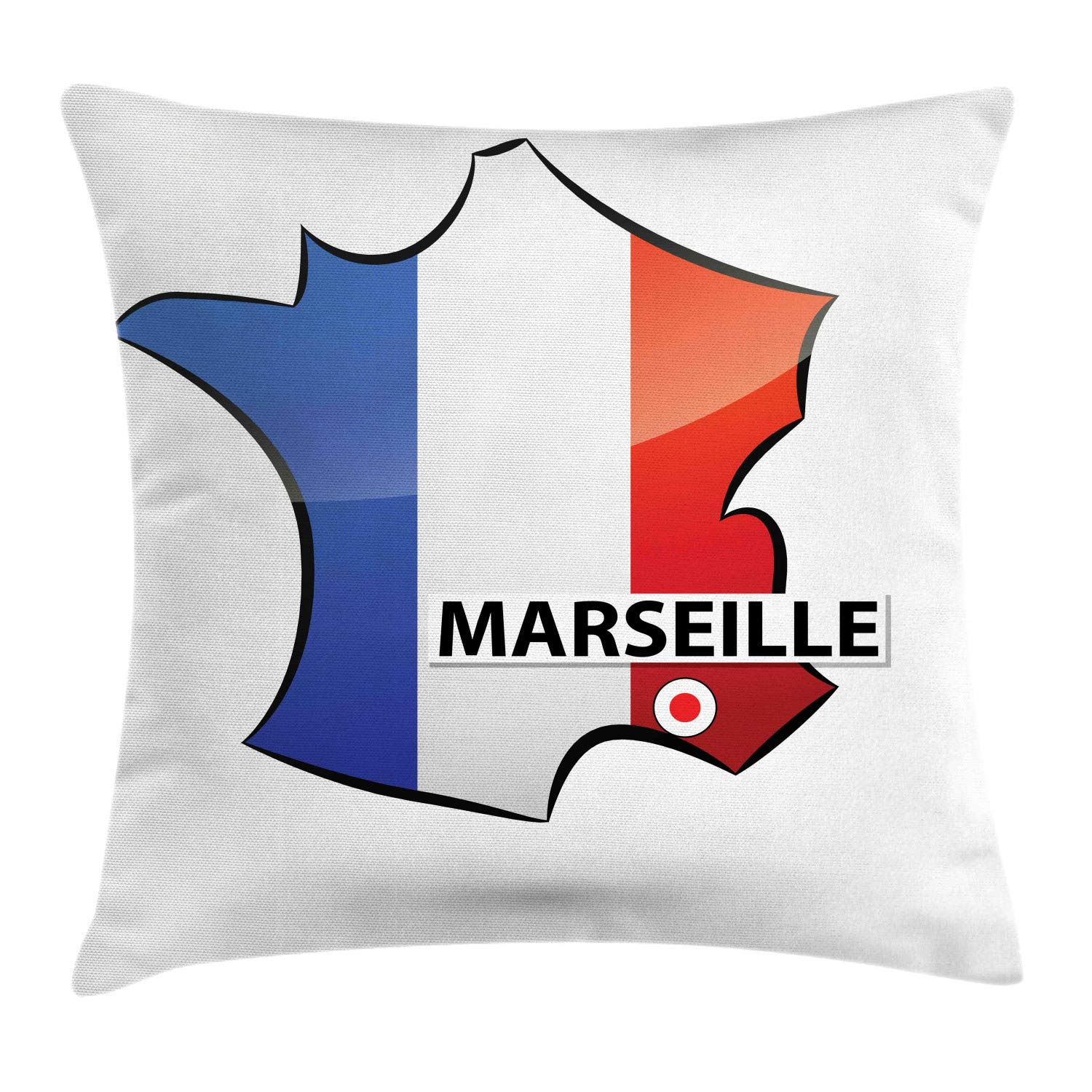 ABAKUHAUS Francia Federa Fodera Cuscino, Skyline Pop Art Marsiglia