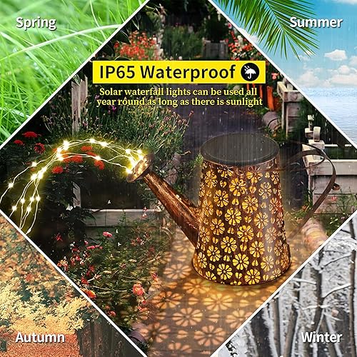Miniatura 3 de Regadera solar para exteriores con luces, decoración de jardín, grandes faroles solares colgantes, impermeables, LED, decorativas, retro, de metal,