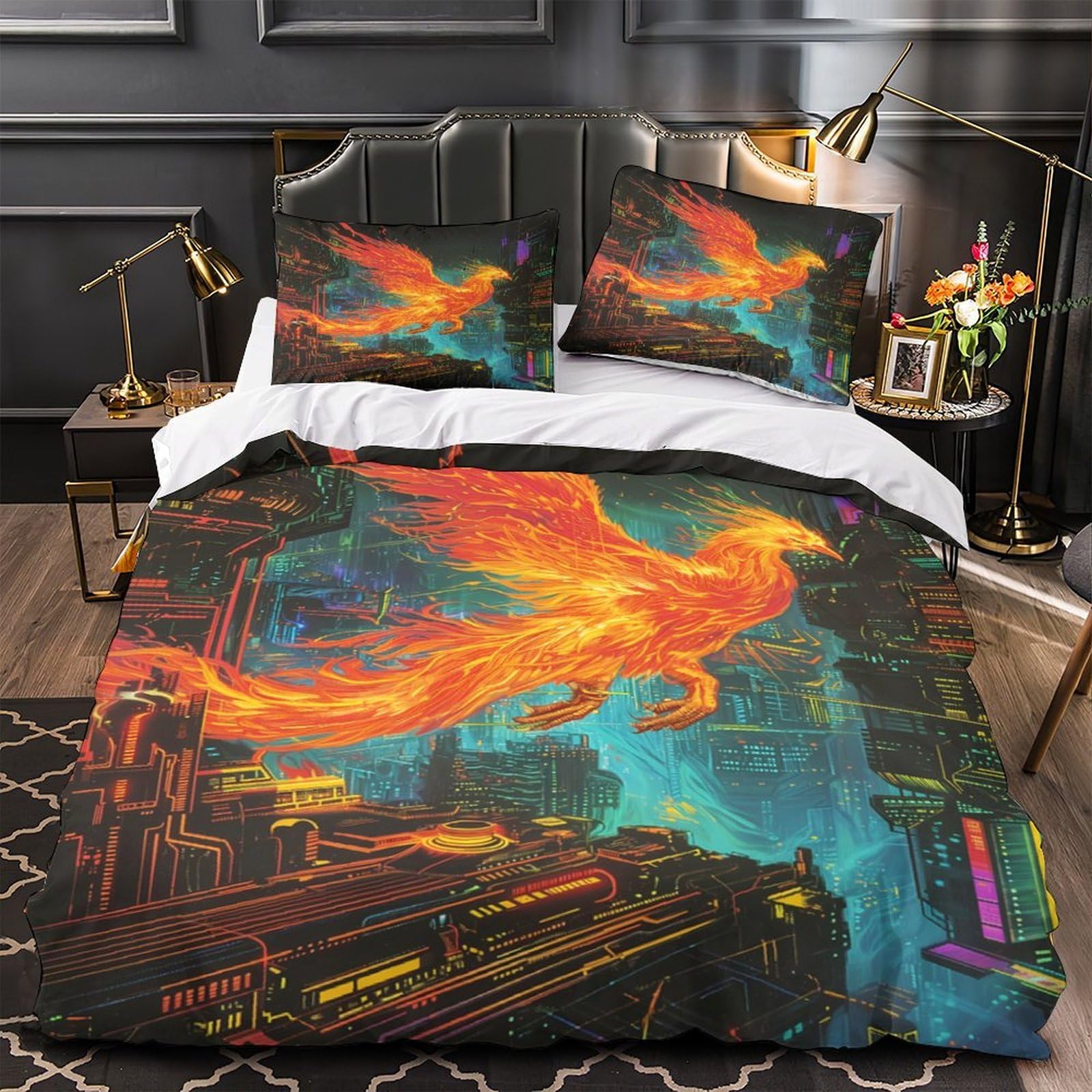 Housse de couette plumes Super King microfibre thermorégulatrice haut de gamme