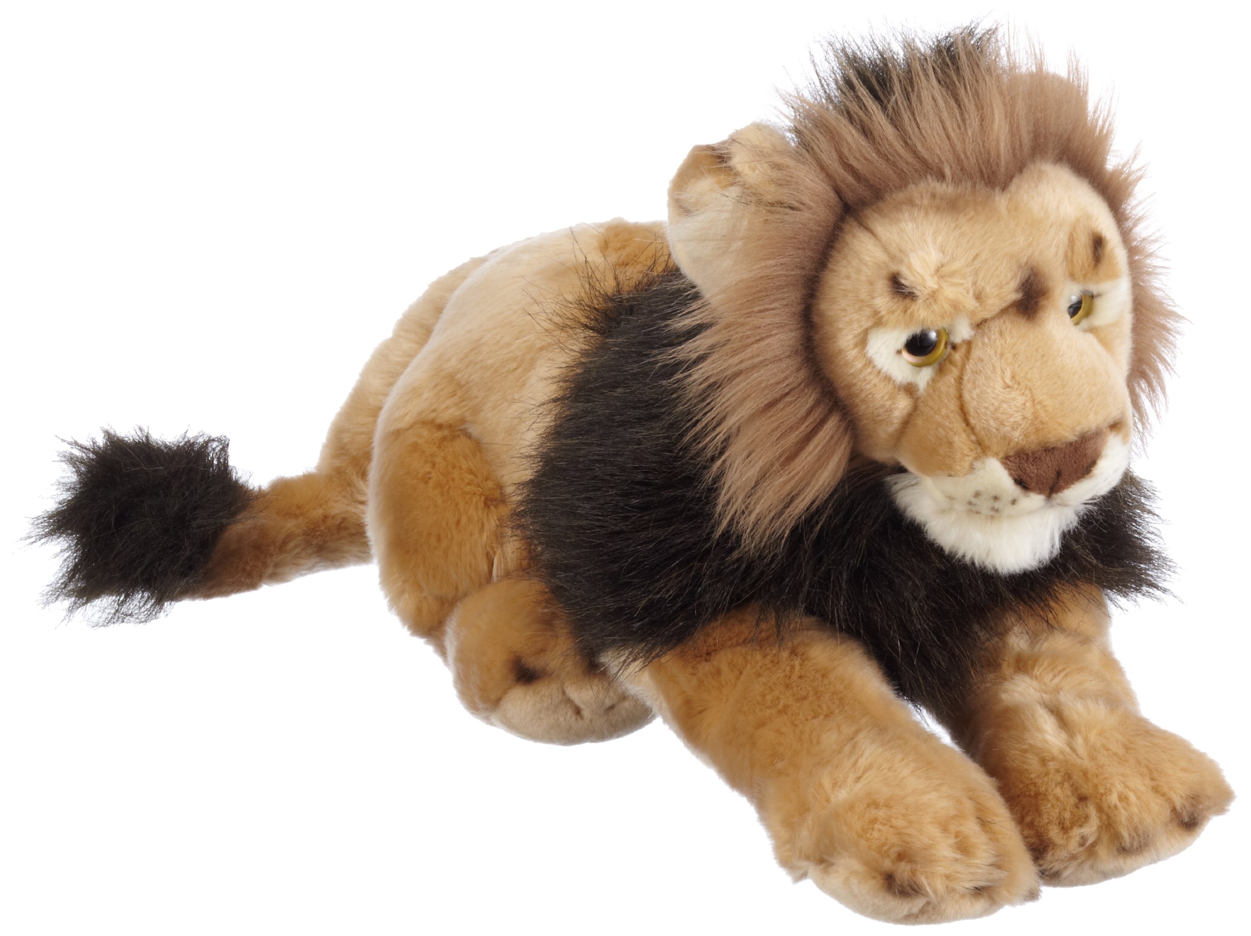 Bauer Spielwaren "Blickfänger" Jaquard Löwe liegend Plüschtier: Naturgetreues Kuscheltier, extraweich, ideal auch als Geschenk, 46 cm, beige-schwarz (14107)