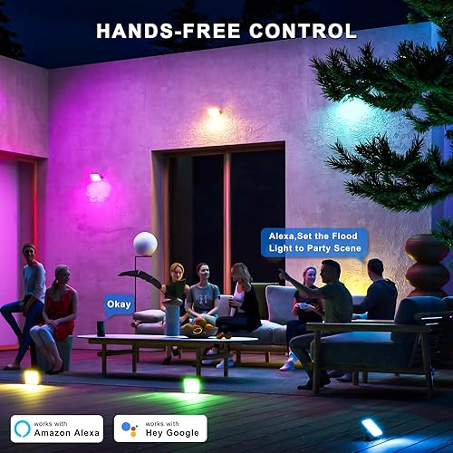 Miniatura 6 de BASON LIGHTING Luces de inundación inteligentes RGBW, luces de tierra al aire libre, adaptador de corriente de 12 V, focos LED de paisaje de bajo