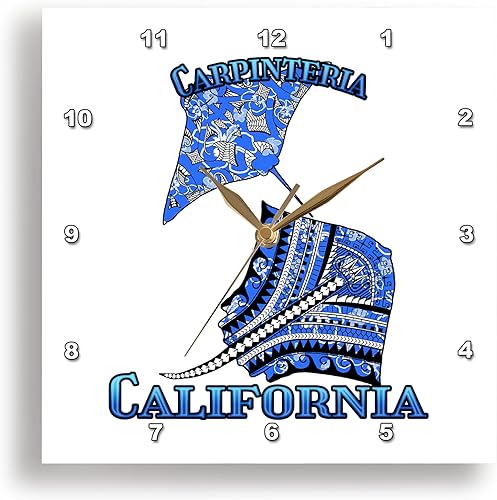 3dRose Blue Tribal Stingray for Any Vacation to Carpinteria, California - Wall Clocks (dpp-380216-2)