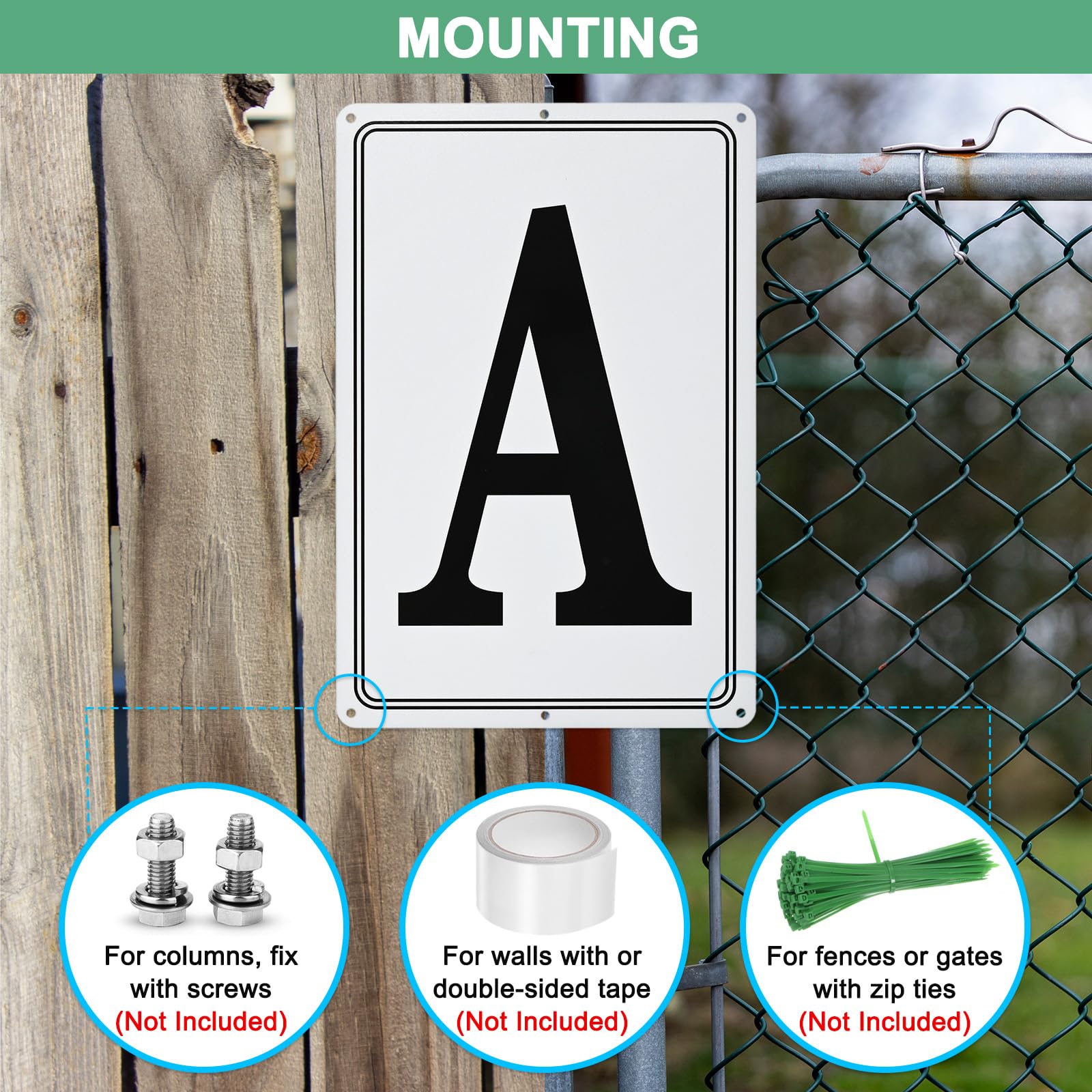 M METERXITY Aluminum Letter Sign A, 11.8 Inch House Numbers and Metal Letters, Parking Spot Letter Signs - Image 4