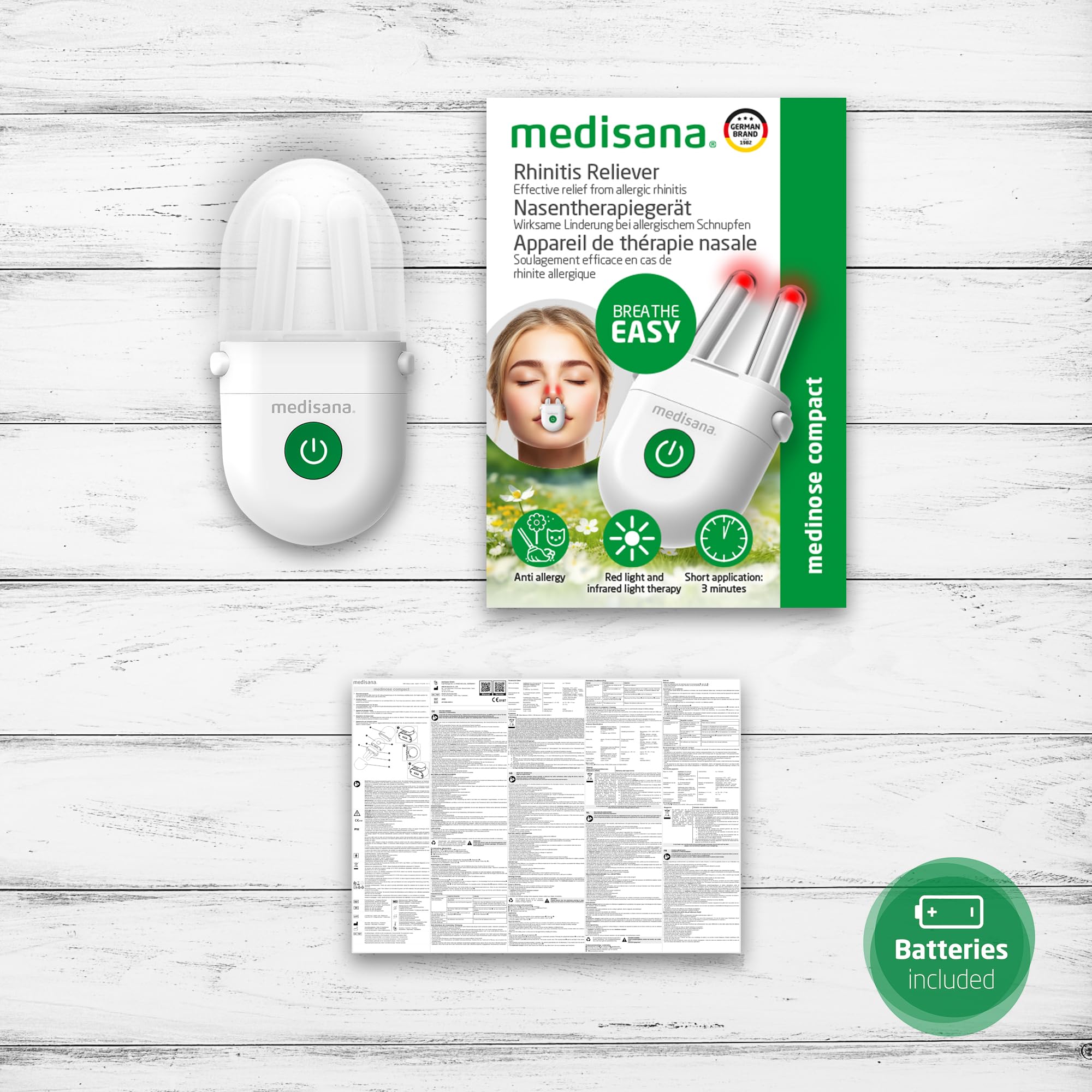 medisana Medinose Allergielinderungsgerät, Nasenlichttherapie gegen allergische Rhinitis, Schnupfen und Heuschnupfen