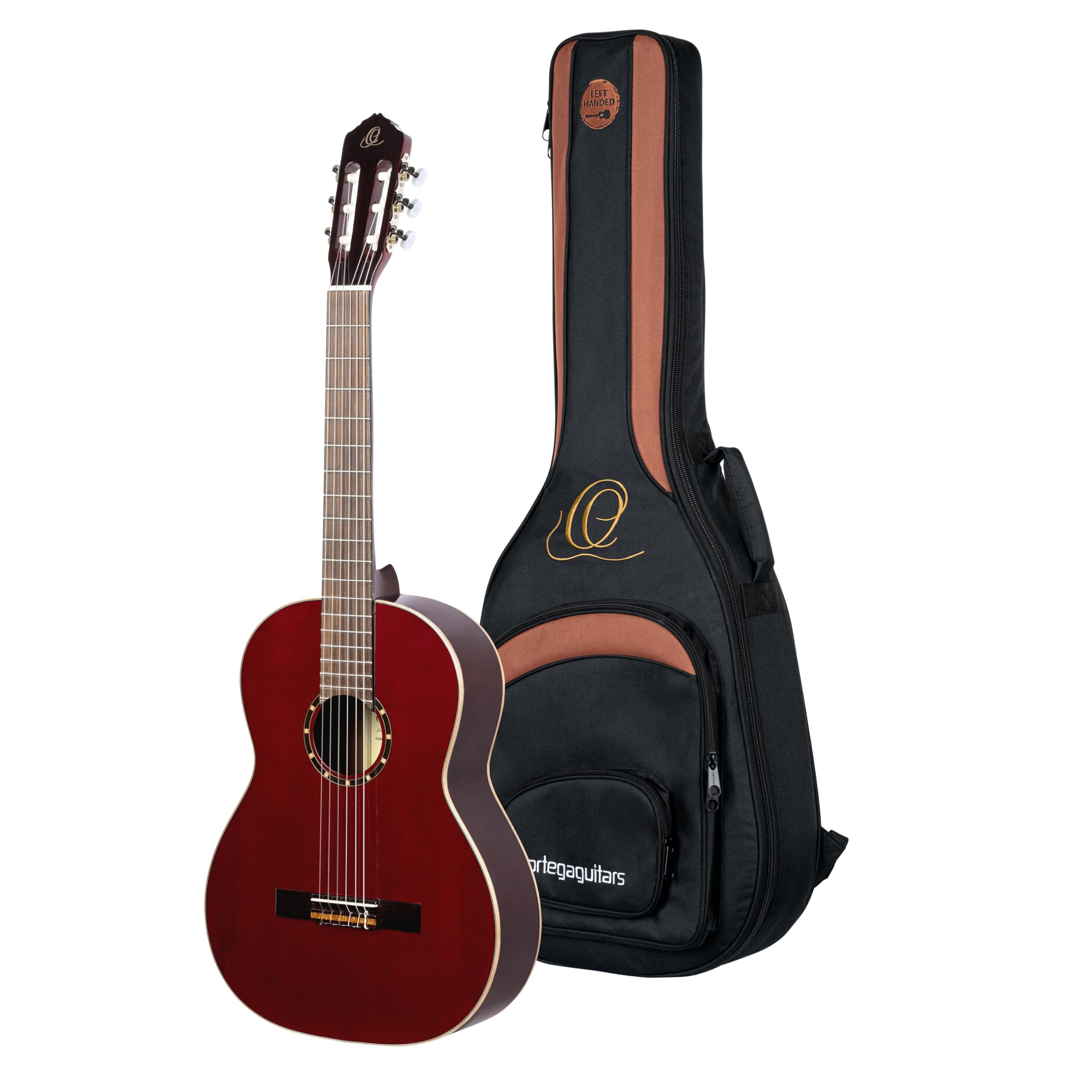 Ortega Family Series R121L classical guitar, left-handed, red