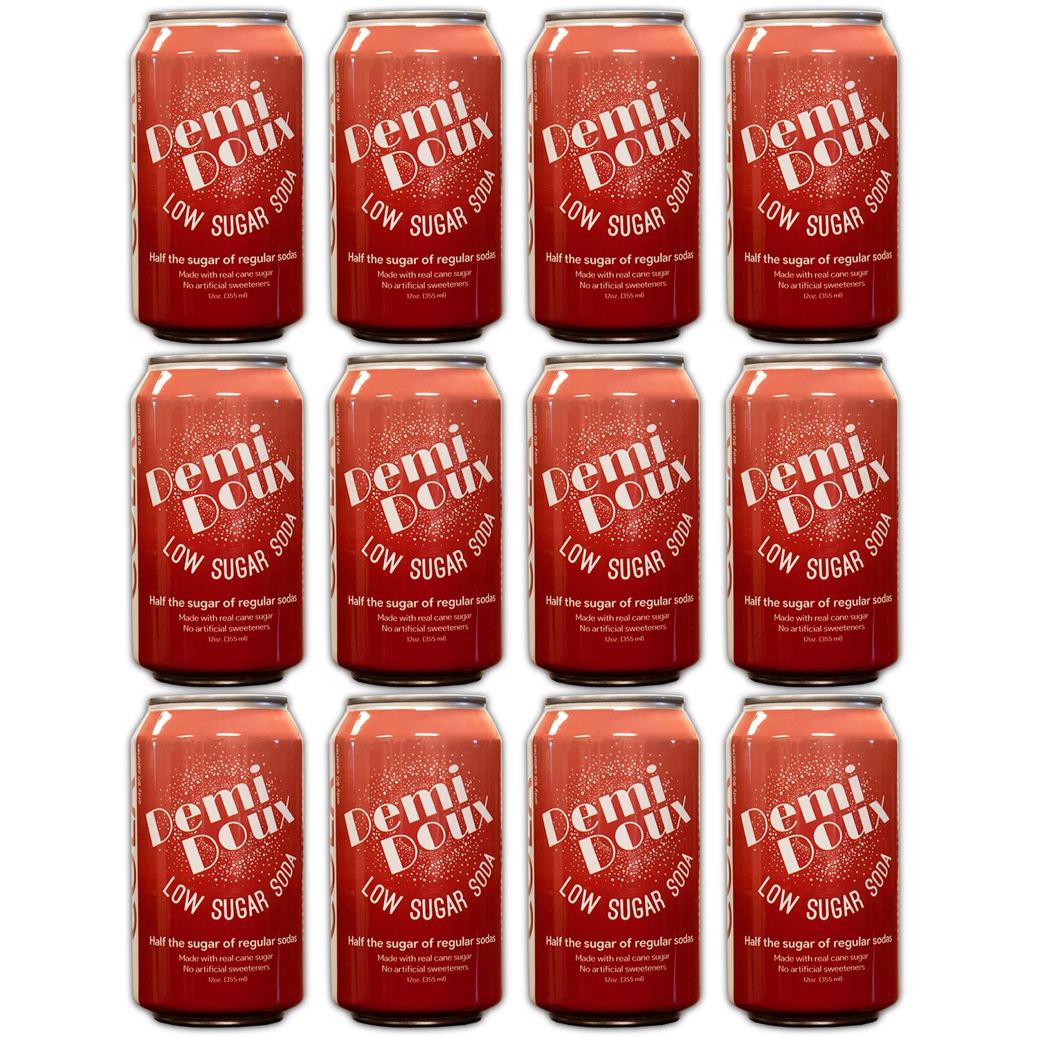 Demi Doux Low Sugar Soda - Low Sugar Soft Drink, No Artificial Sweeteners (Cola, 12-pack)