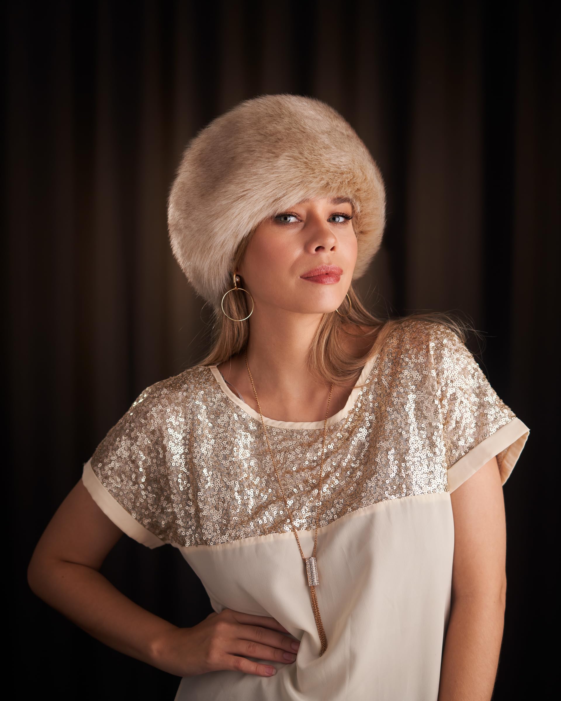 Futrzane Siberian Headband - Womens Faux Fur Headbands - Fluffy Russian Earband - Size M (Gold Siberian) - Image 2