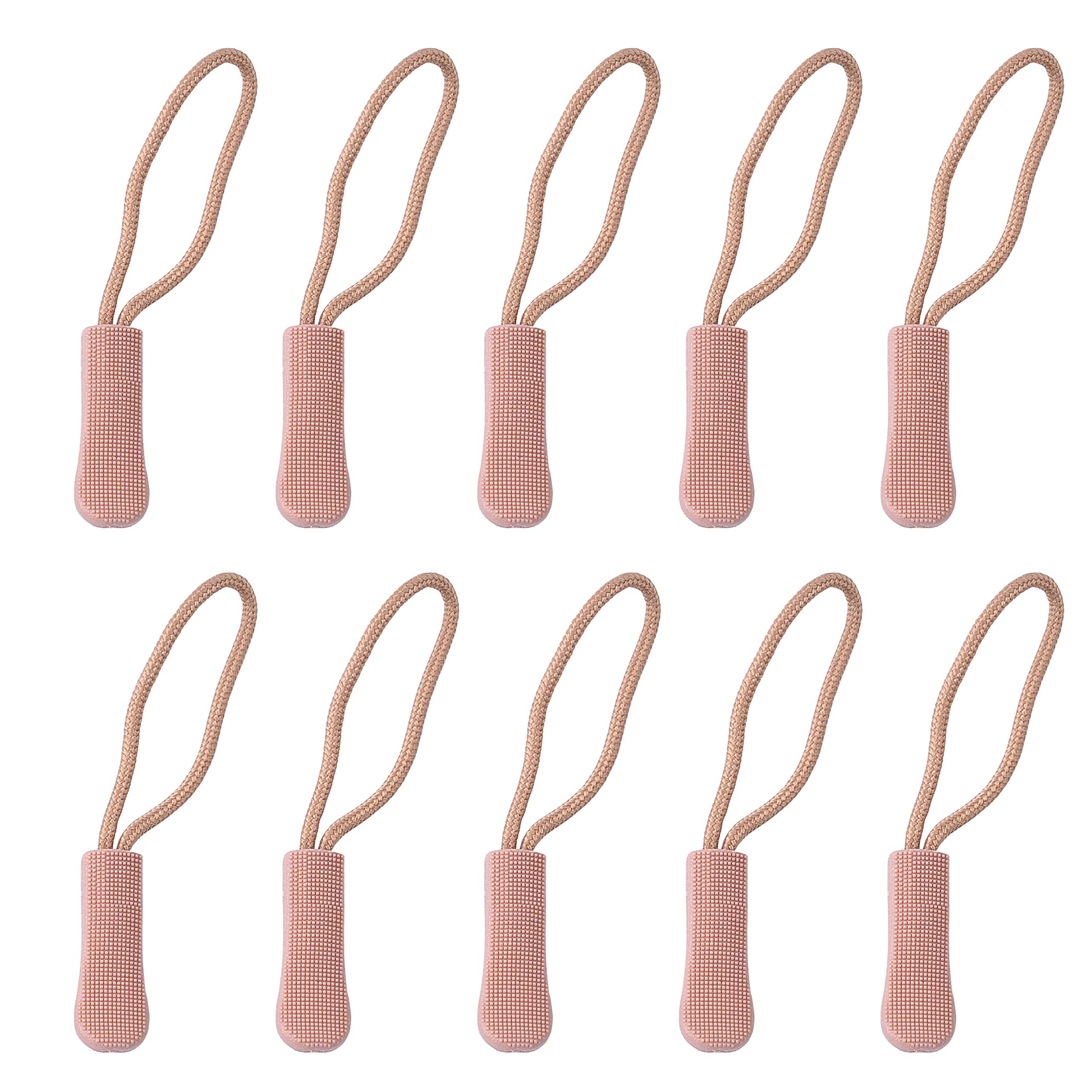 Pofet 6# 10Pcs Zip Tags Cord Pulls Zipper Extension Zip Slider Brown