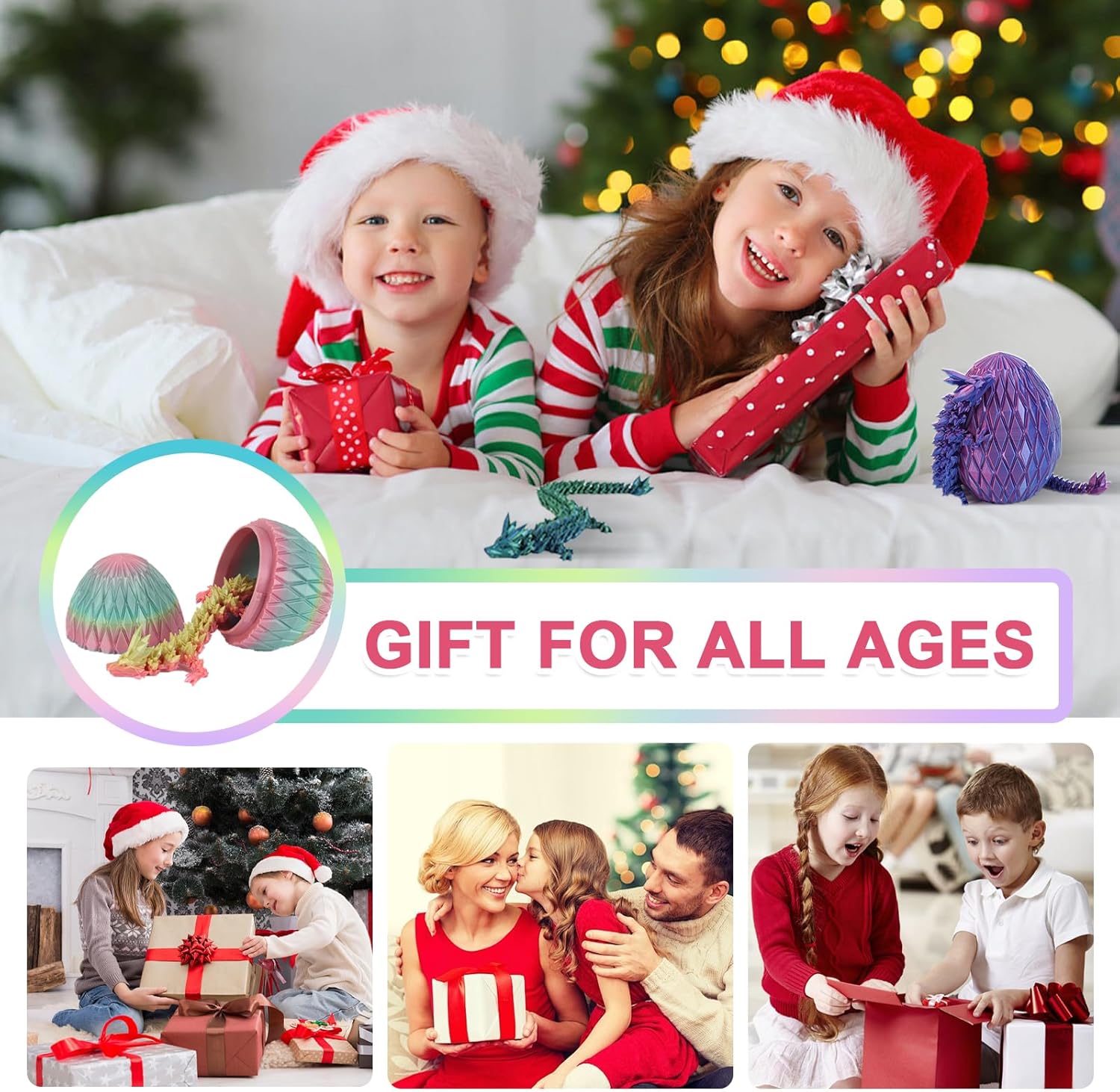 Dragon Eggs with Dragon Inside, 3D Printed Surprise Funny Gifts for Kids, Articulated Dragons Fidget Toys for Adults, Ideal Easter Basket Stuffers, Unique 3D Dragons Collectibles(Rainbow) - Image 5