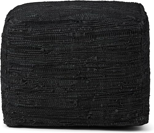 Miniatura 39 de SIMPLIHOME Grady Puf cuadrado contemporáneo en tono tierra marrón tejido a mano para la sala de estar, el dormitorio y la habitación de los niños