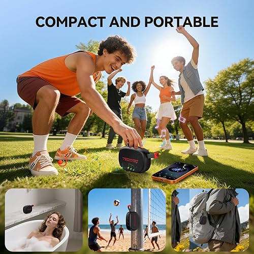 Miniatura 7 de TECKNET Altavoz Bluetooth portátil, altavoz impermeable IP67 con sonido estéreo, hasta 30 horas de reproducción, diseño magnético, BT 5.4, TWS