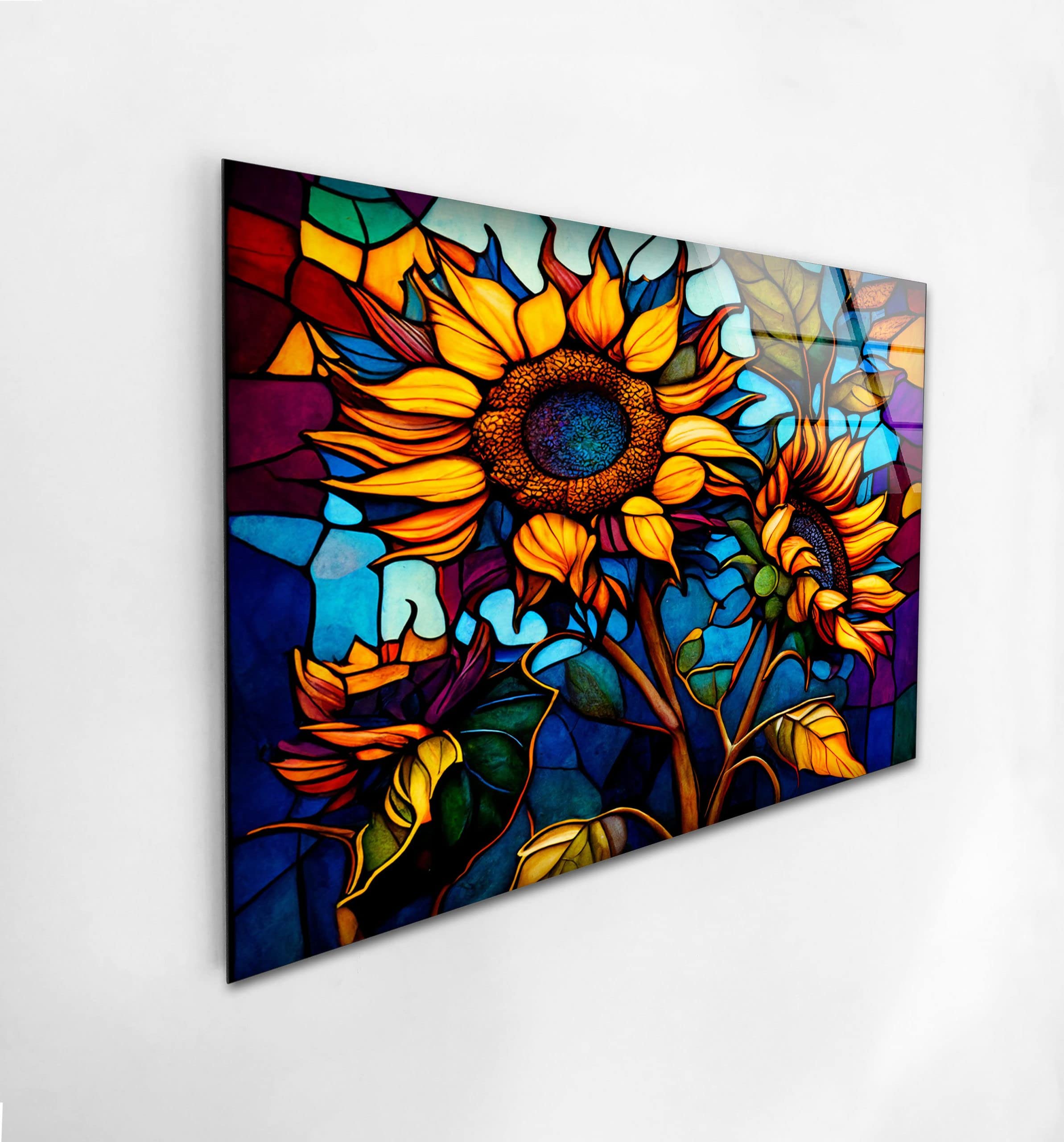 Orologio Da Parete 30x60 cm Vetro Temperato Decorazione Platte Blau