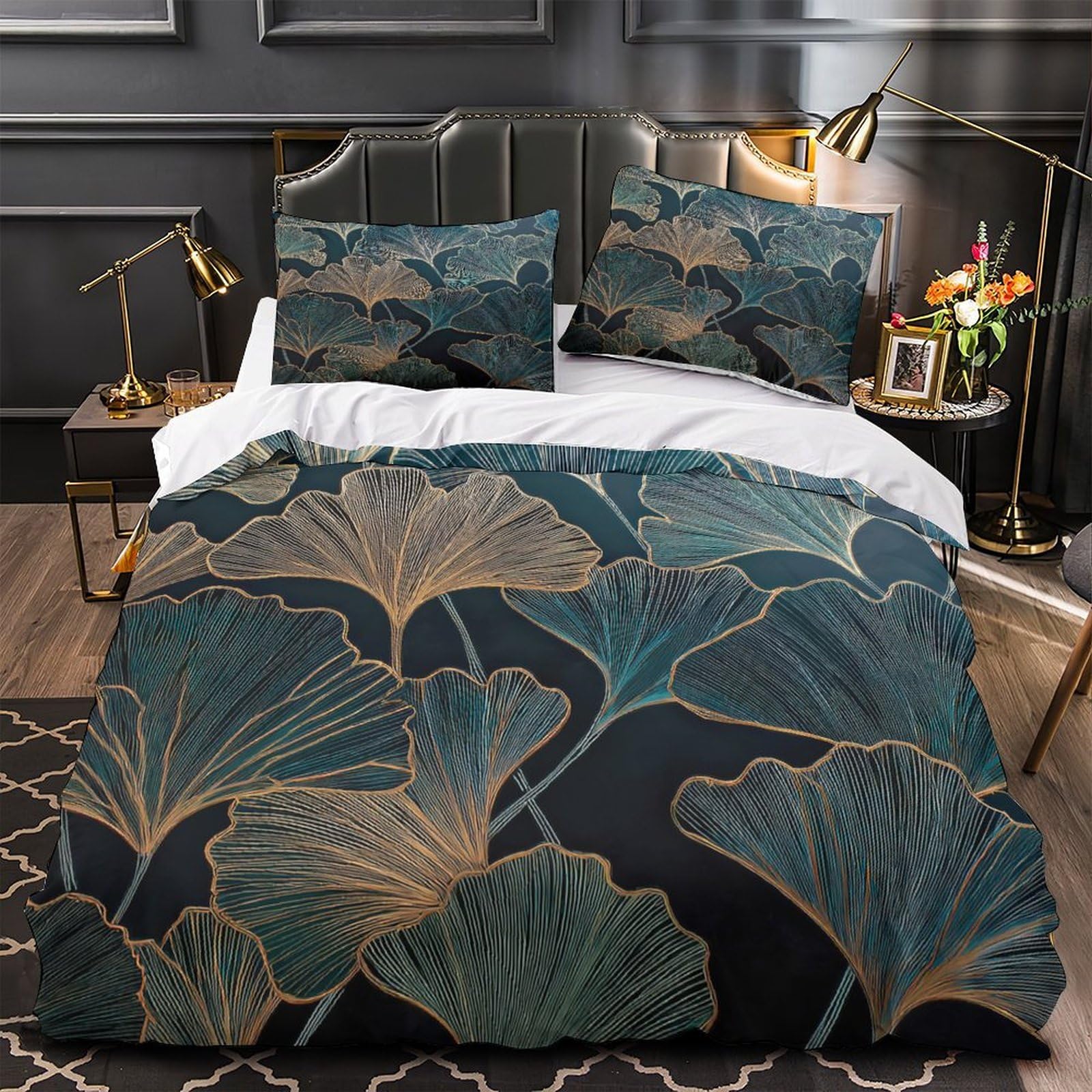 Housse de couette ginkgo imprimer 3D confortable lit single 135x200