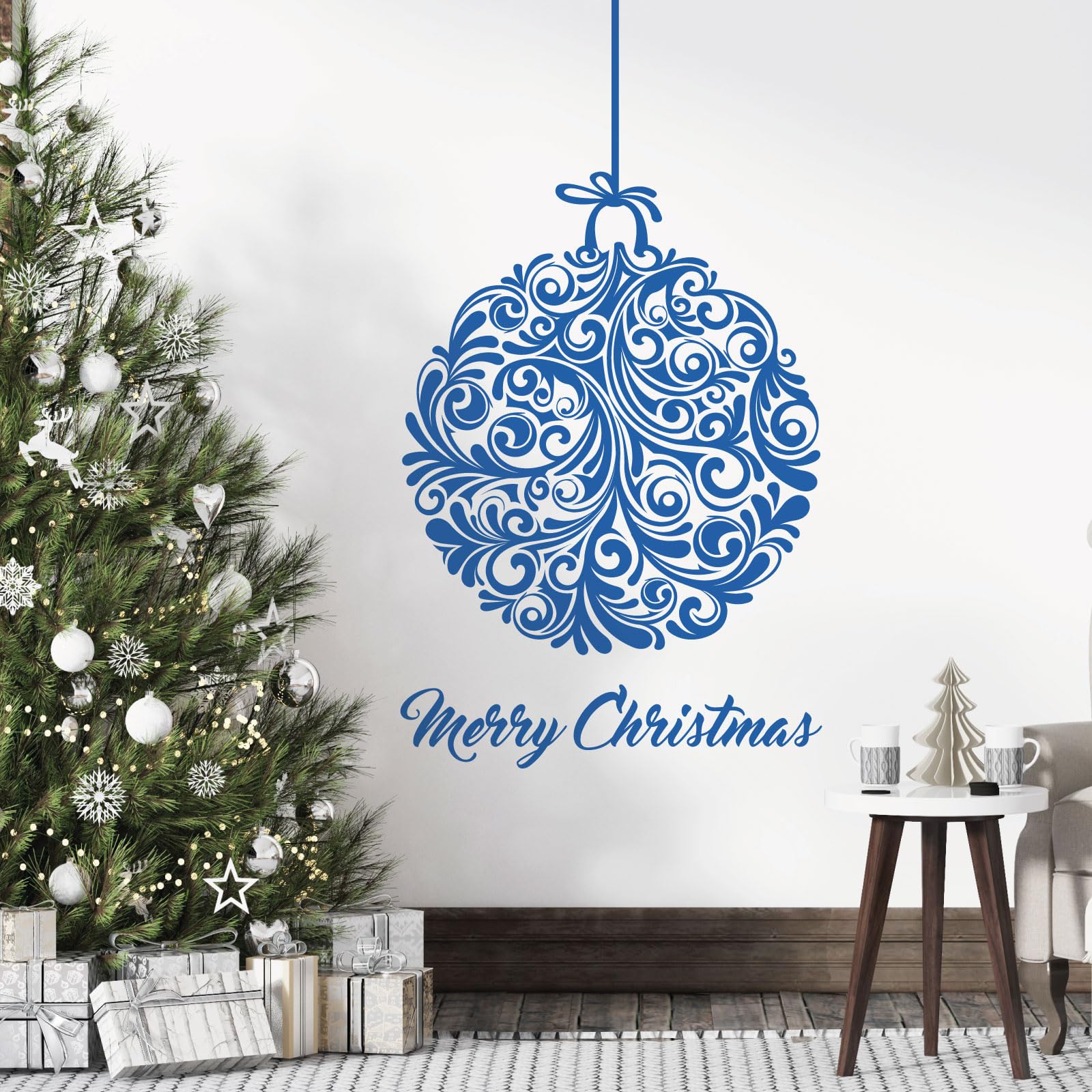 Christmas Tree Swirl Ball - Merry Christmas Wall Sticker [Ball] [Marina]
