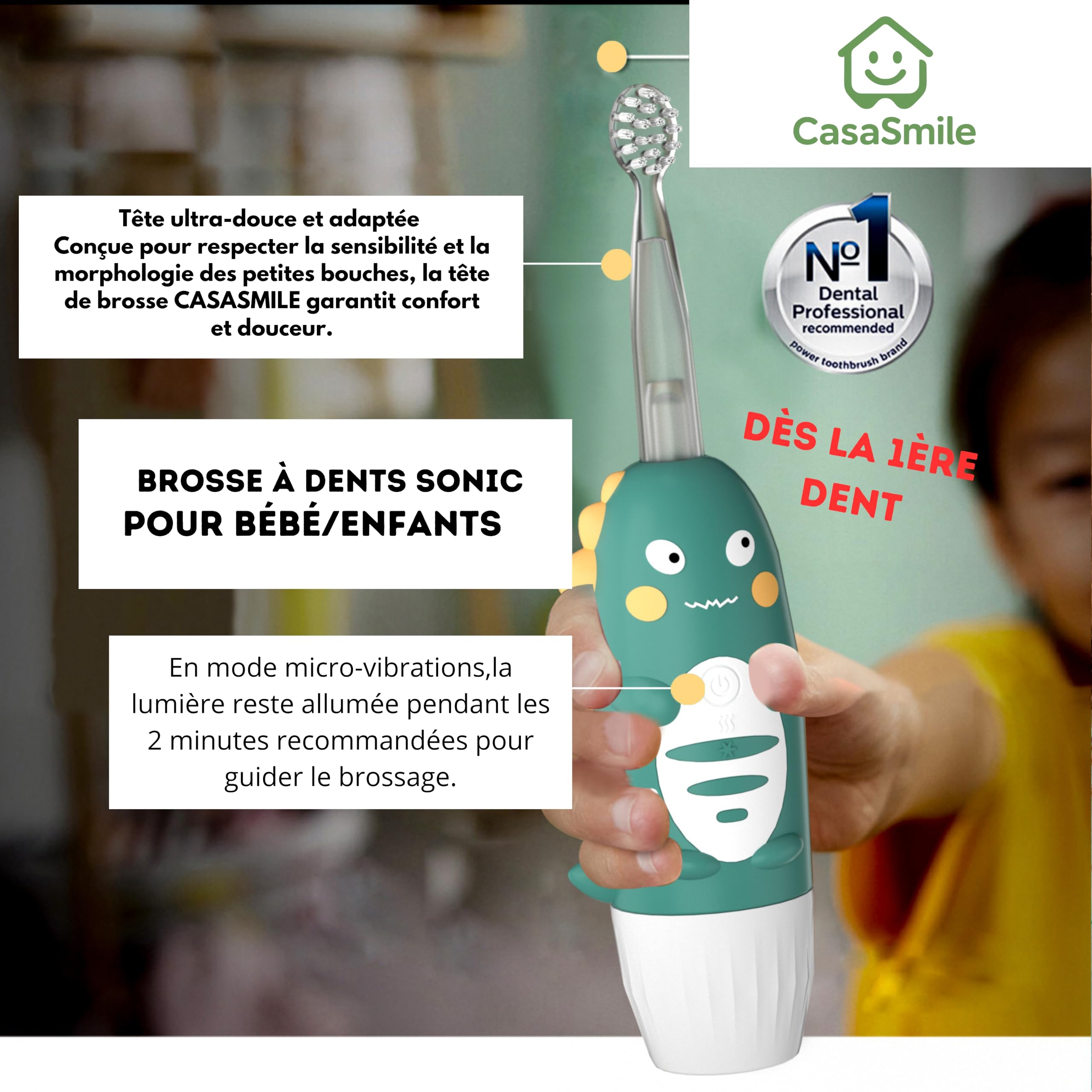 Spazzolino elettrico per bambini - Modello Dino | CasaSmile