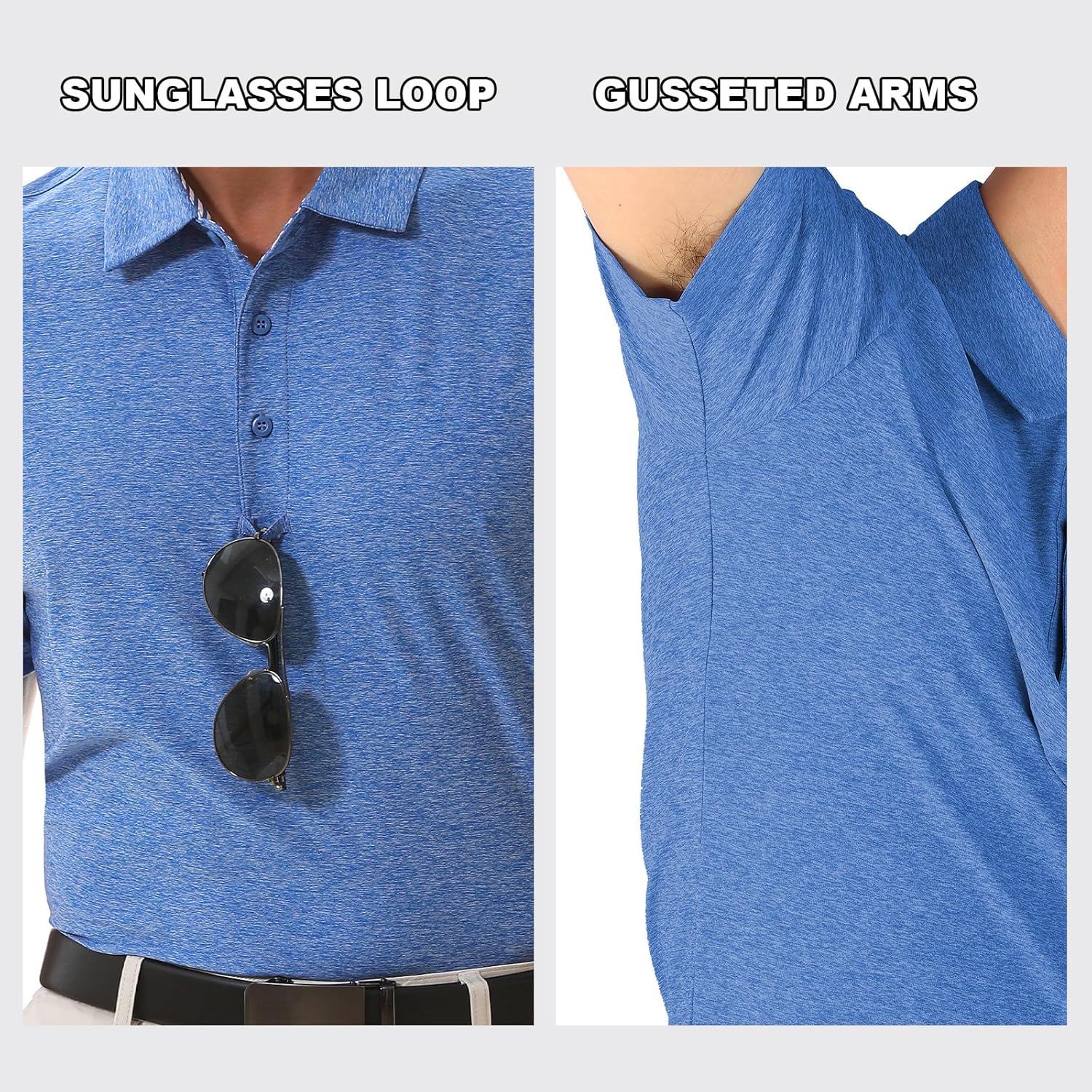 Mens Polo Shirt Quick Dry Performance Short Sleeve Tactical Shirts Golf Shirts for Men - Image 2