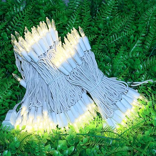 Miniatura 4 de 150 luces LED de Navidad de color blanco cálido, cadena de luces LED de grado comercial, cable blanco de 50 pies, para uso en interiores y