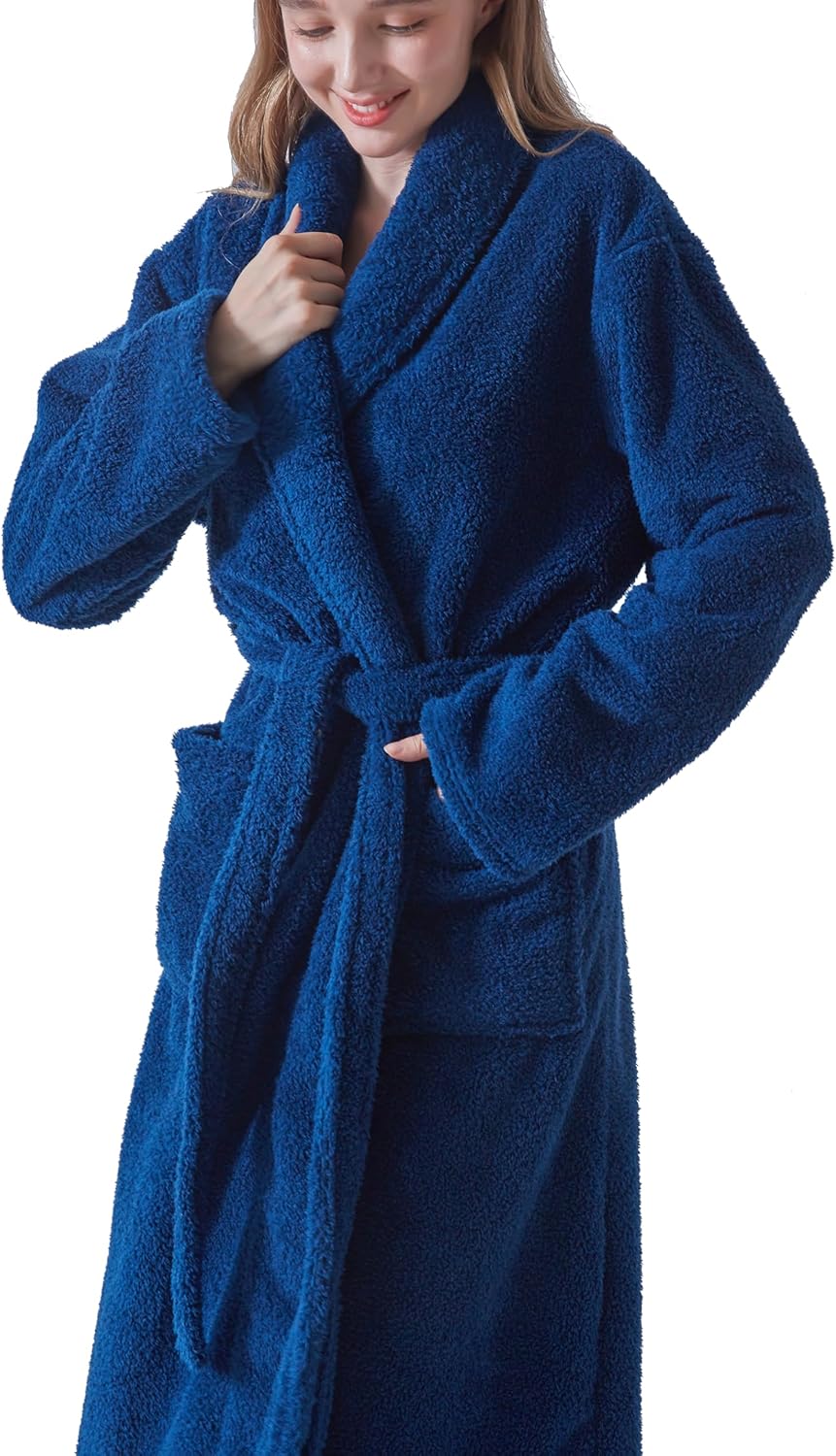 Robes for Women – Premium Plush Fleece Long Bathrobe for Women with Shawl Collar, Soft Warm Womens Robe - Image 2