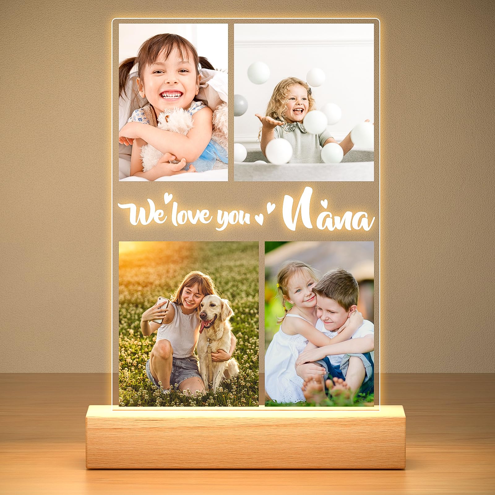 Personalized Birthday Gifts for Women & Men, Custom Photo Frame, Personalized Picture Frame with Night Light, Custom Anniversary Couple Gifts for Him & Her