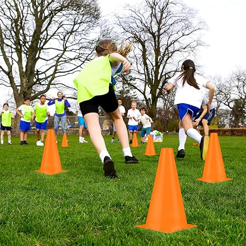 Miniatura 4 de Leelosp Paquete de 48 conos de tráfico de plástico de 7 pulgadas, marcadores de campo de agilidad, seguridad, deportes, conos de entrenamiento para